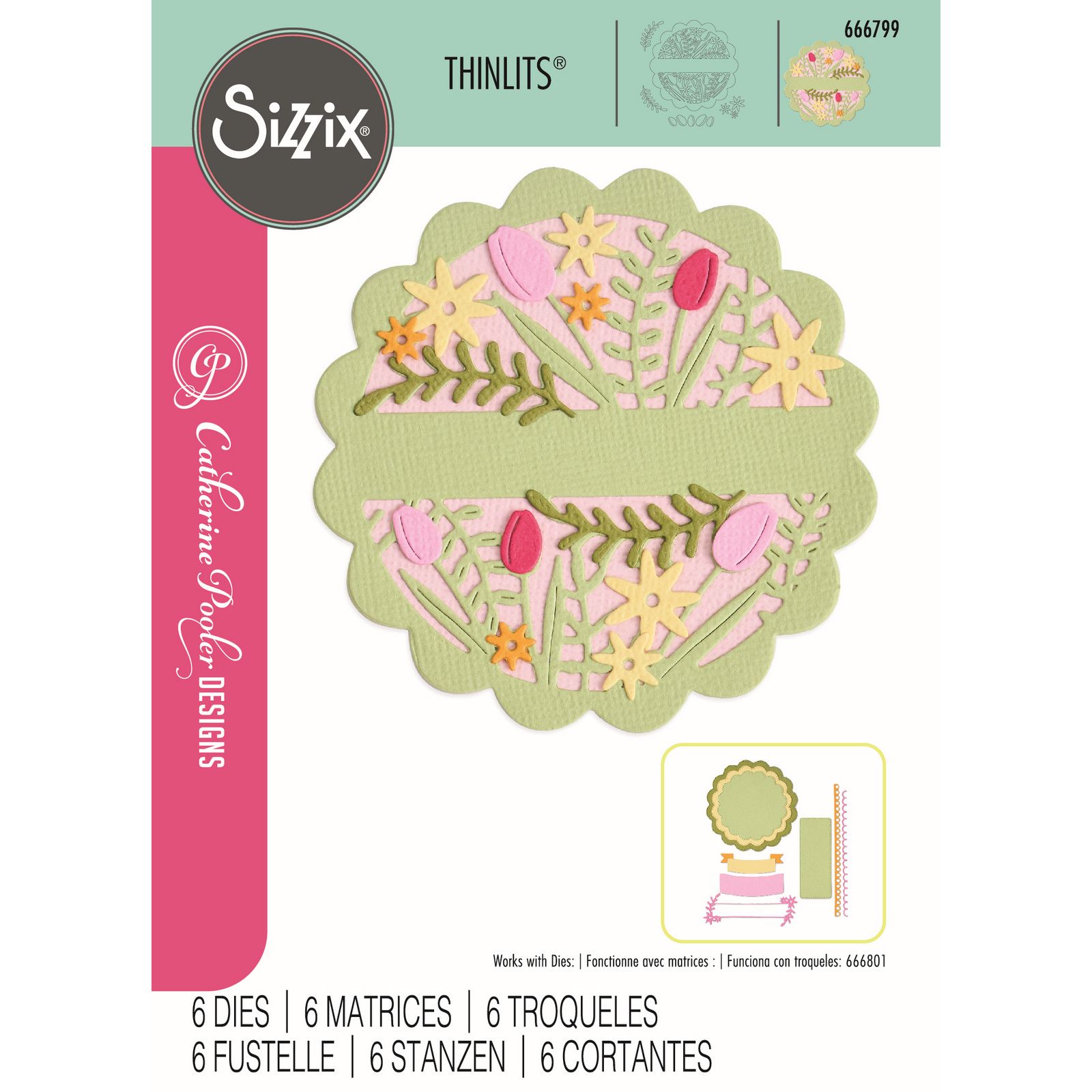 Sizzix • Thinlits Die Set Tulips & Blooms Circle 6pcs