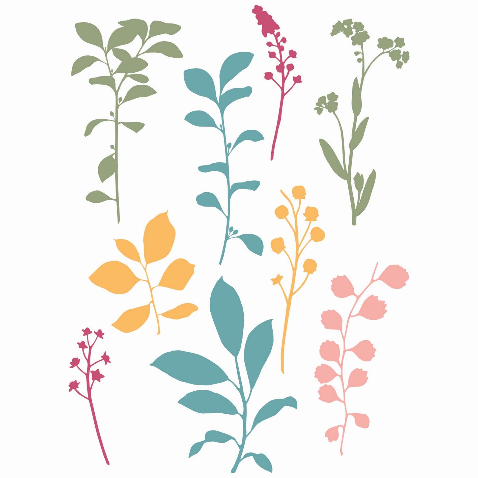 Sizzix • Clear Stamps Set Fine Stems 01 9pcs