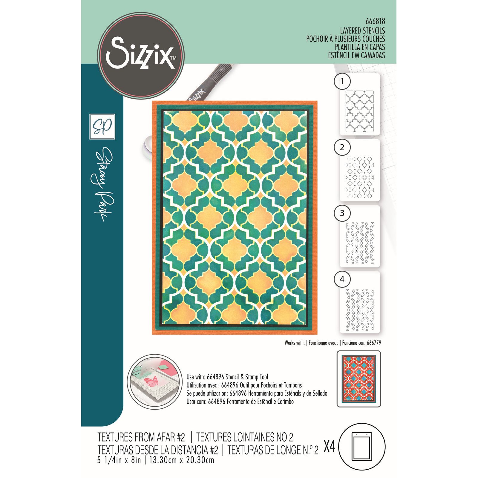 Sizzix • Stencil Textures from Afar Nr.2 4pcs