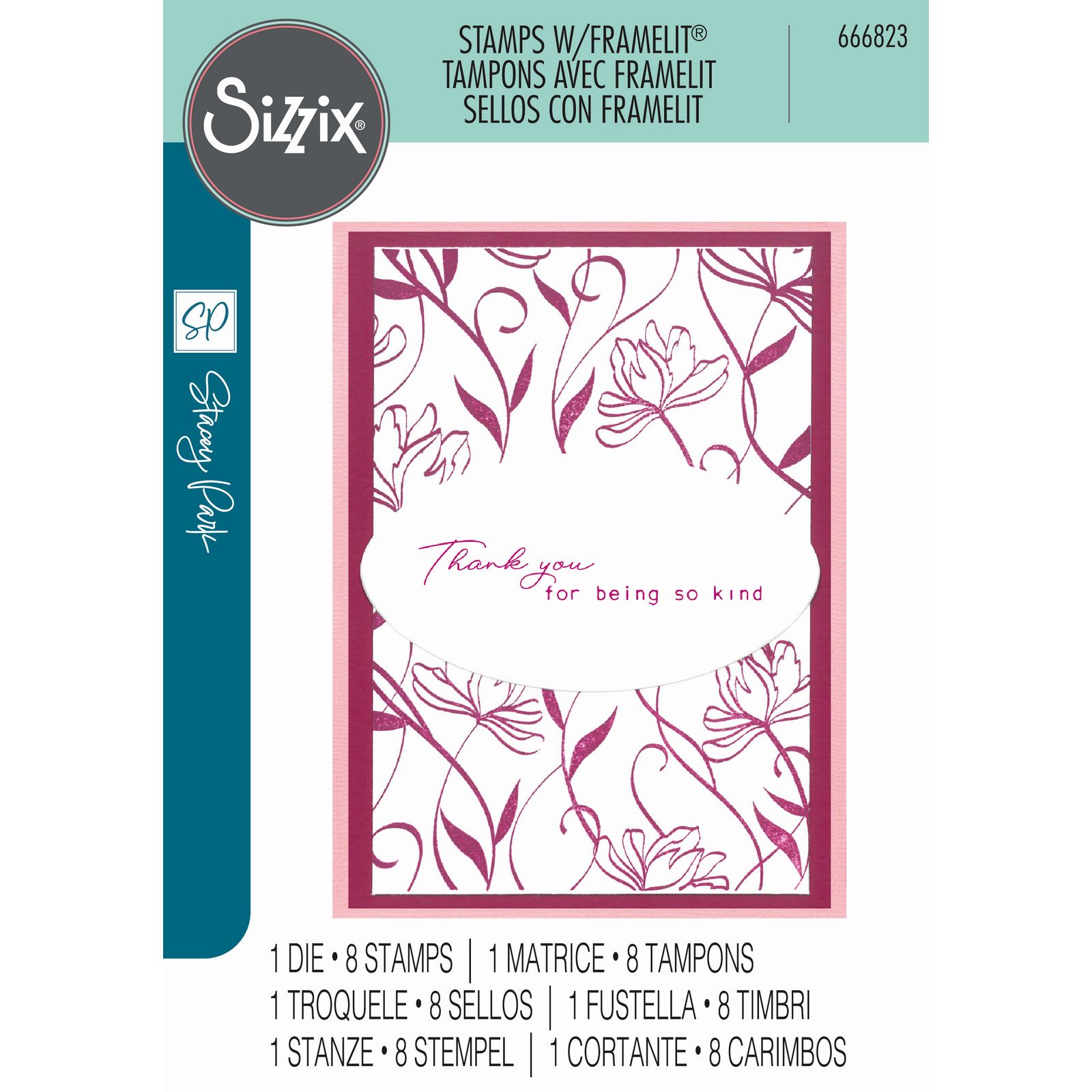 Sizzix • Creative Coordinations Clear Stamps with Framelits Wall Flower 9pcs