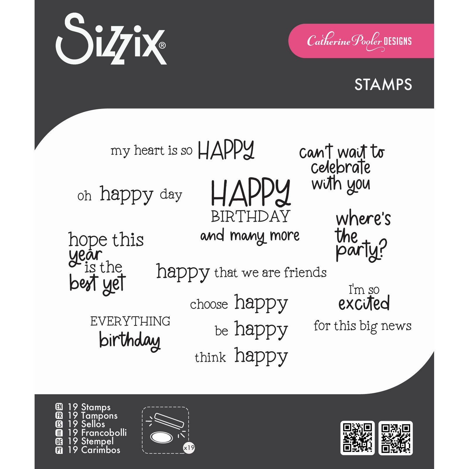 Sizzix • Clear Stamps Set 21pcs Happy Everything Sentiment by Catherine Pooler
