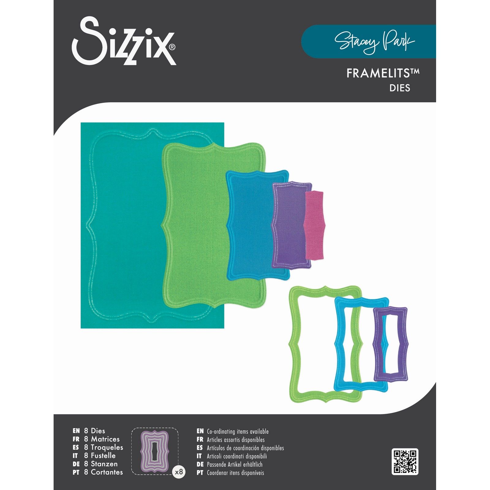 Sizzix • Framelits Die Set 8pcs - Framelits Reversed Doris Dotted Top Note by Stacey Park