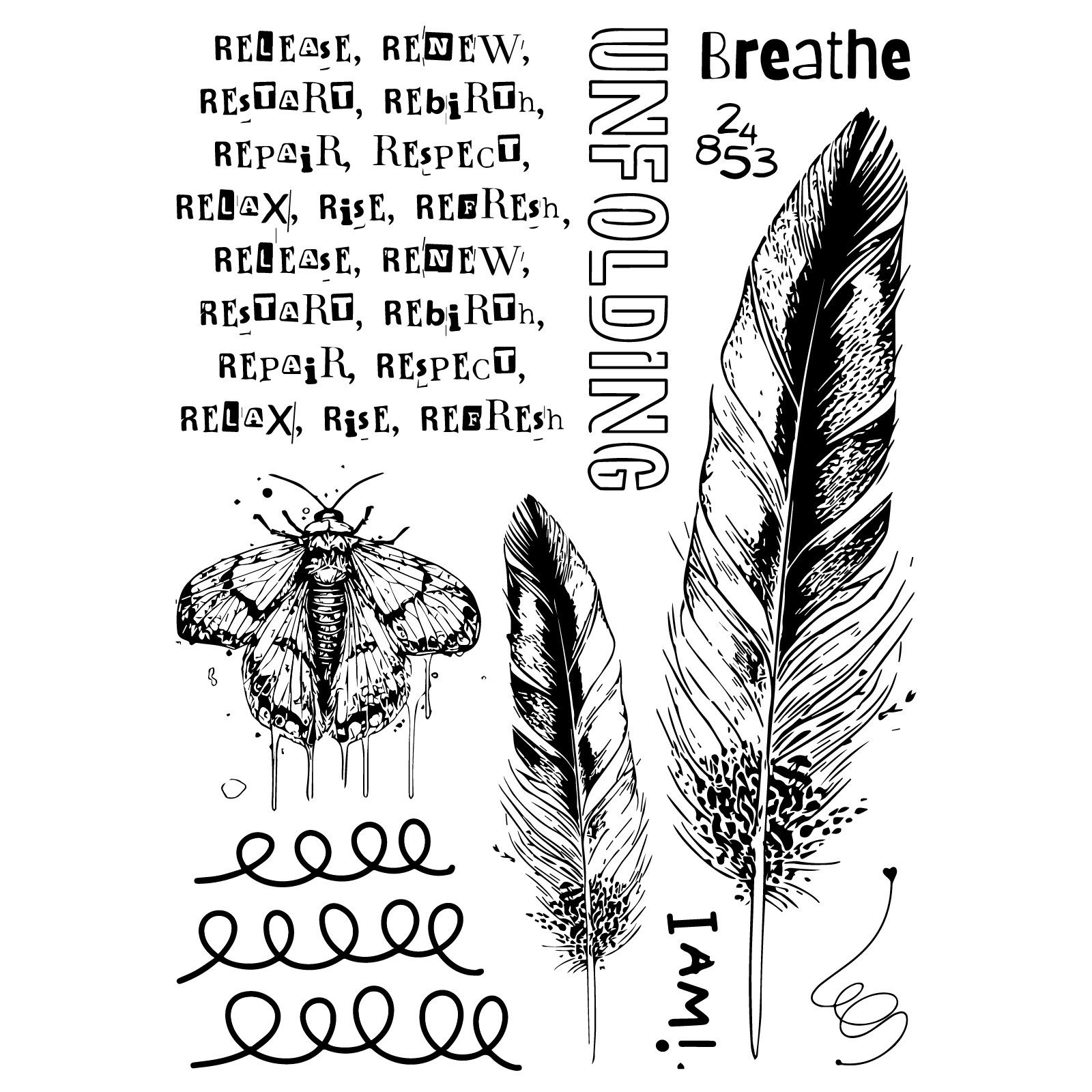 Sizzix • Studio Clear Stamps Set 10pcs & 3pcs Stencils The R’s Have It by Cat Kerr