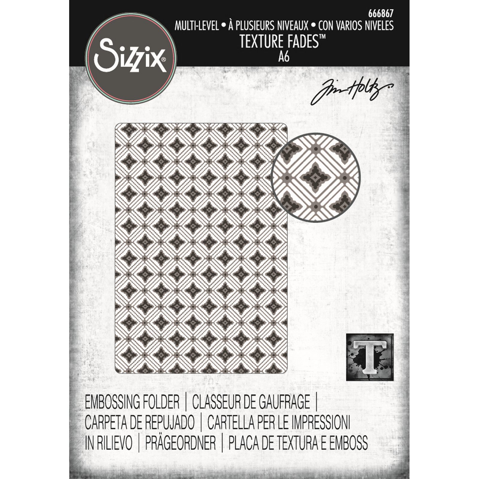 Sizzix • Multi Level Textured Impressions Embossing Folder Vault Diamonds by Tim Holtz