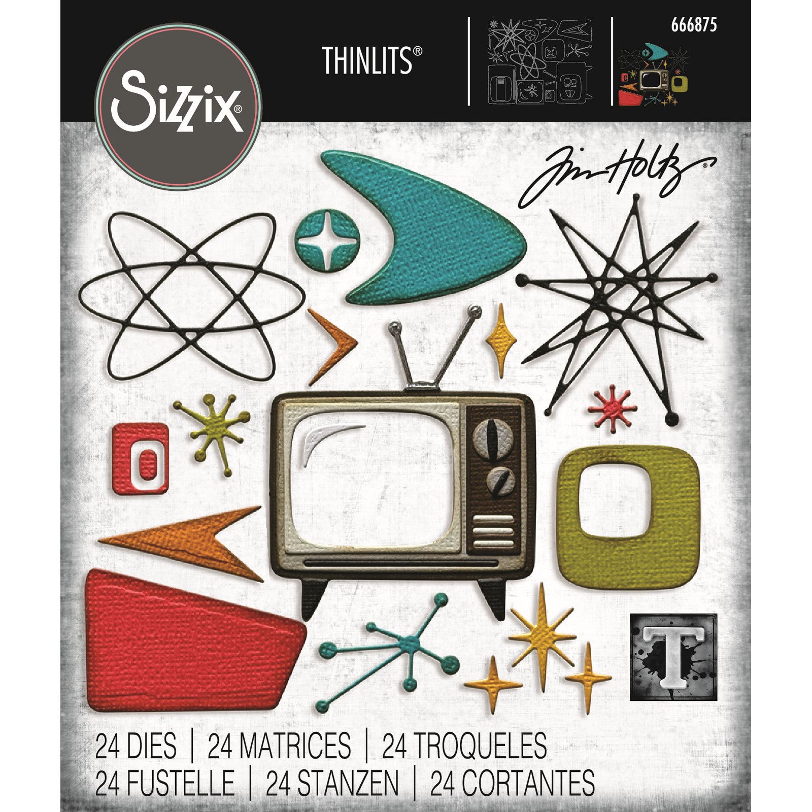Sizzix • Thinlits 24pcs Die Set Vault Atomic Retro by Tim Holtz