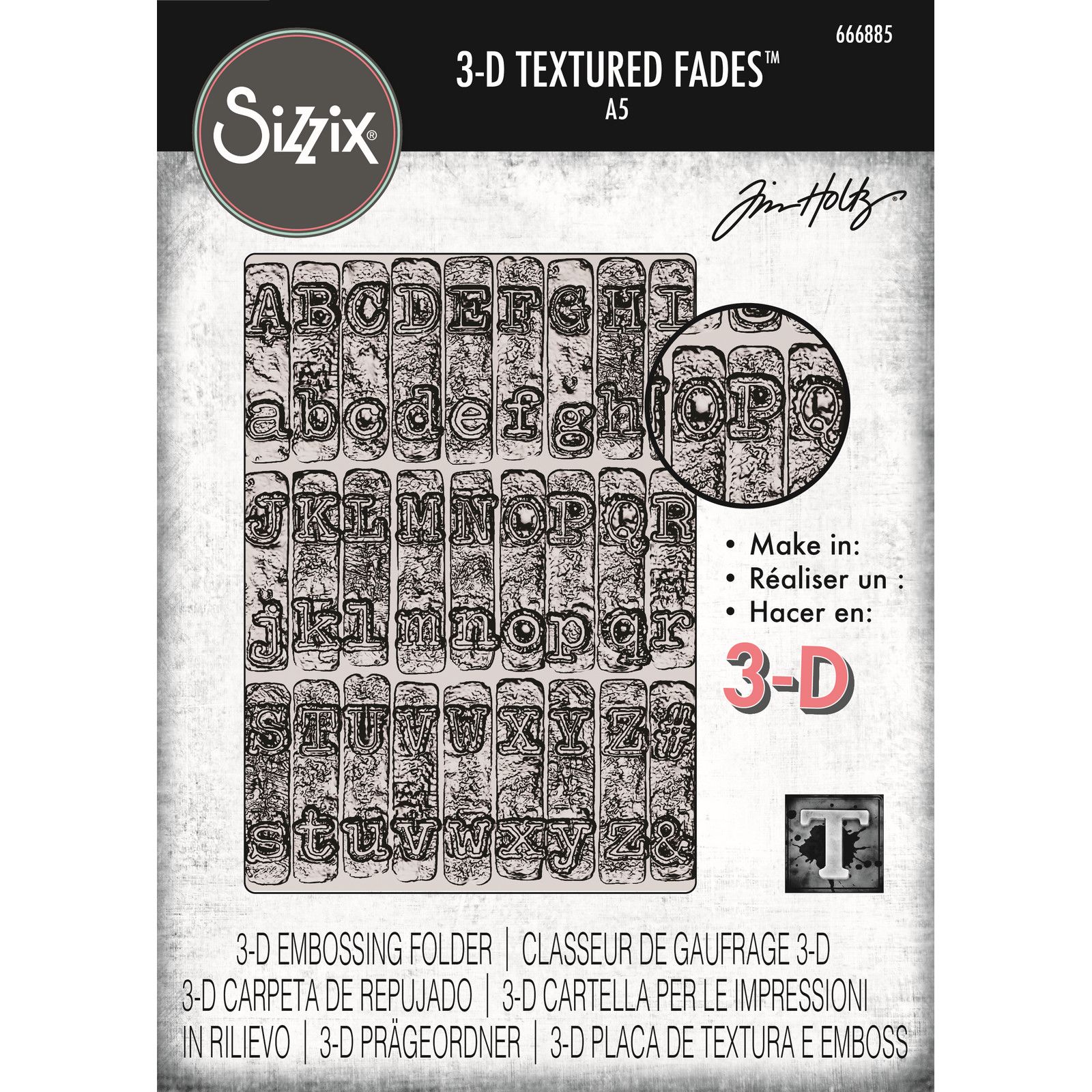Sizzix • 3-D Texture Fades Embossing Folder Typewriter Large A5 by Tim Holtz