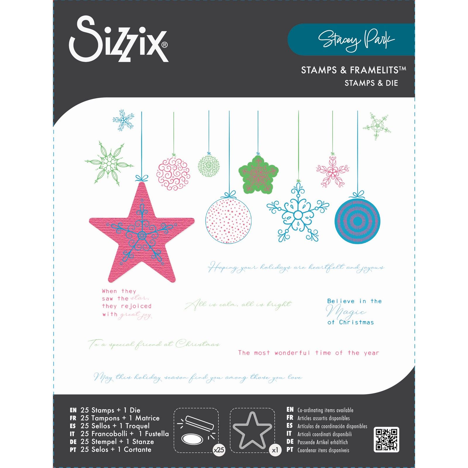 Sizzix • A5 Clear Stamp Set 25pcs & 1pcs Framelits Holiday Bits and Bobs by Stacey Park