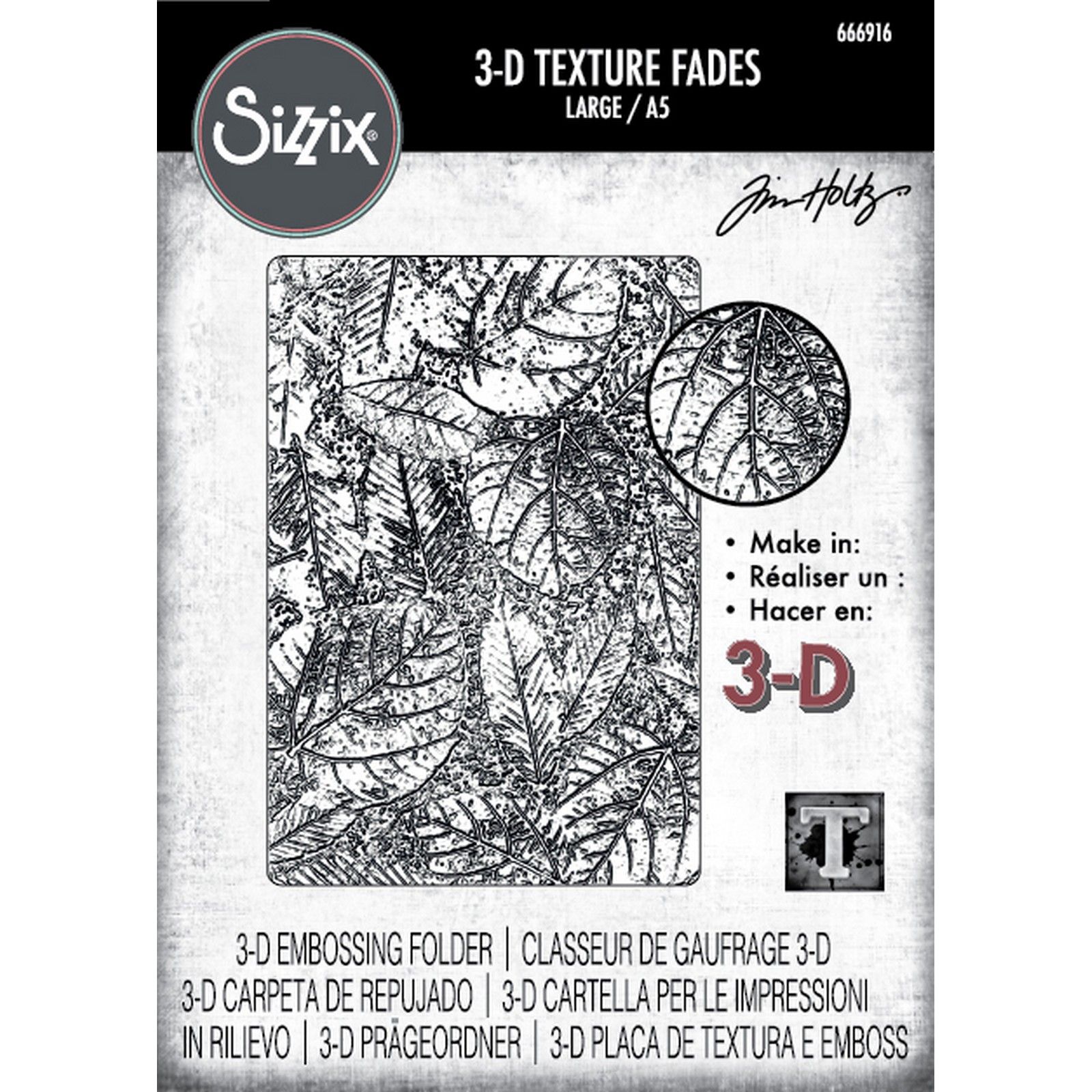 Sizzix • 3-D Texture Fades Embossing Folder Foliage A5 by Tim Holtz