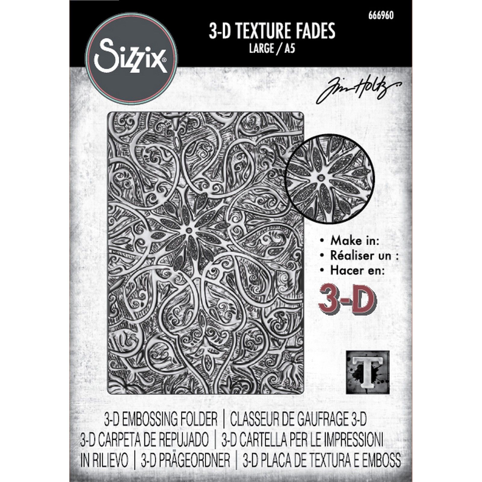 Sizzix • 3-D Texture Fades Embossing Folder Engraved A5 by Tim Holtz
