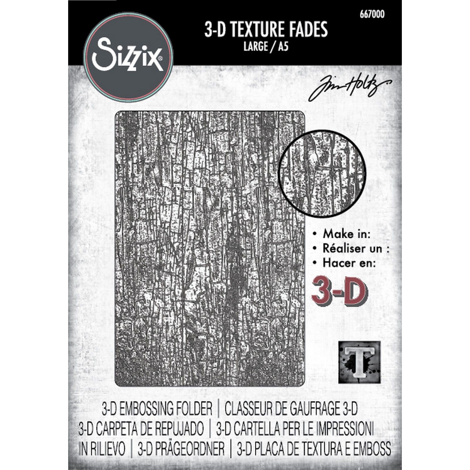 Sizzix • 3-D Texture Fades Embossing Folder Cracked A5 by Tim Holtz