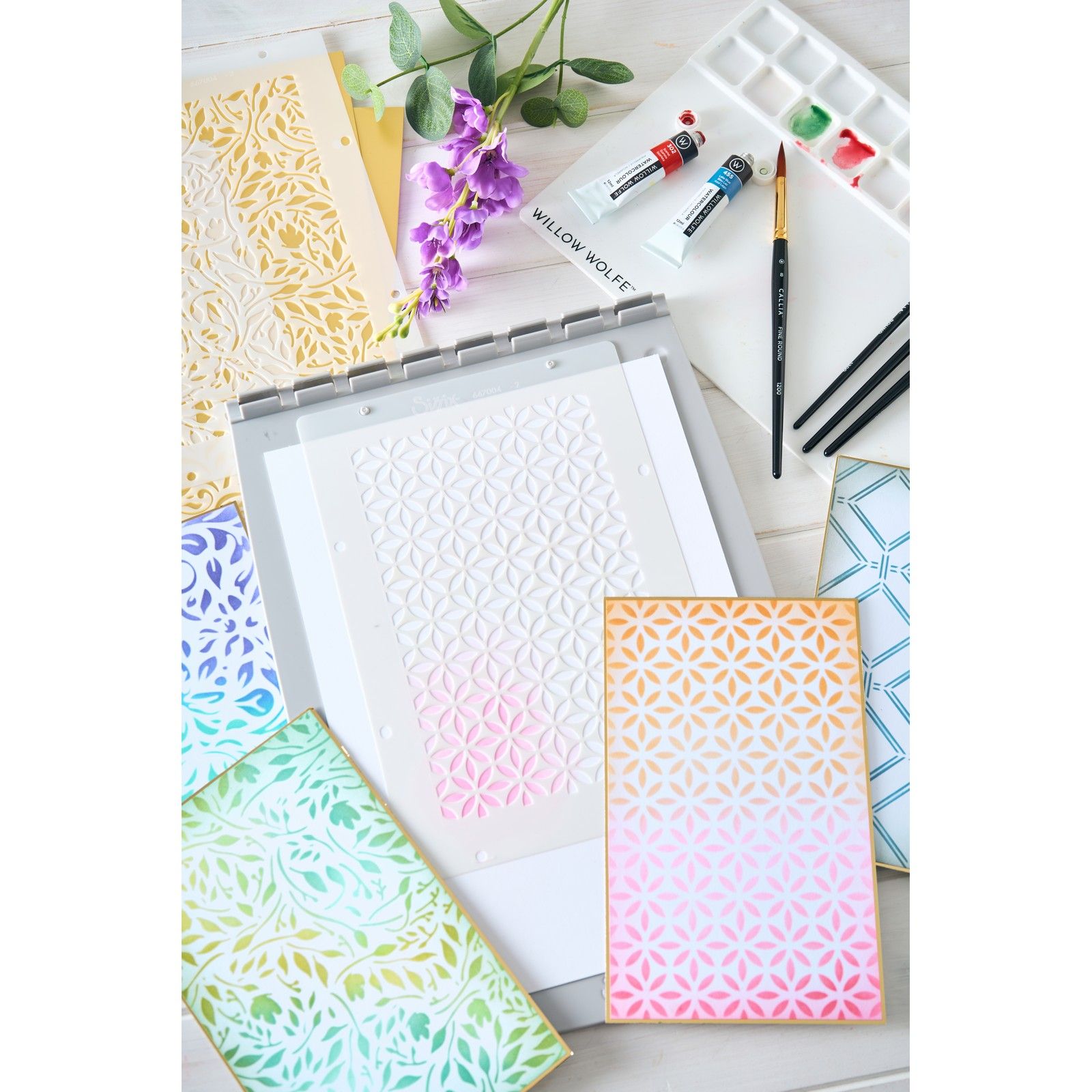 Sizzix • Layered Stencils 4pcs Backgrounds by Willow Wolfe
