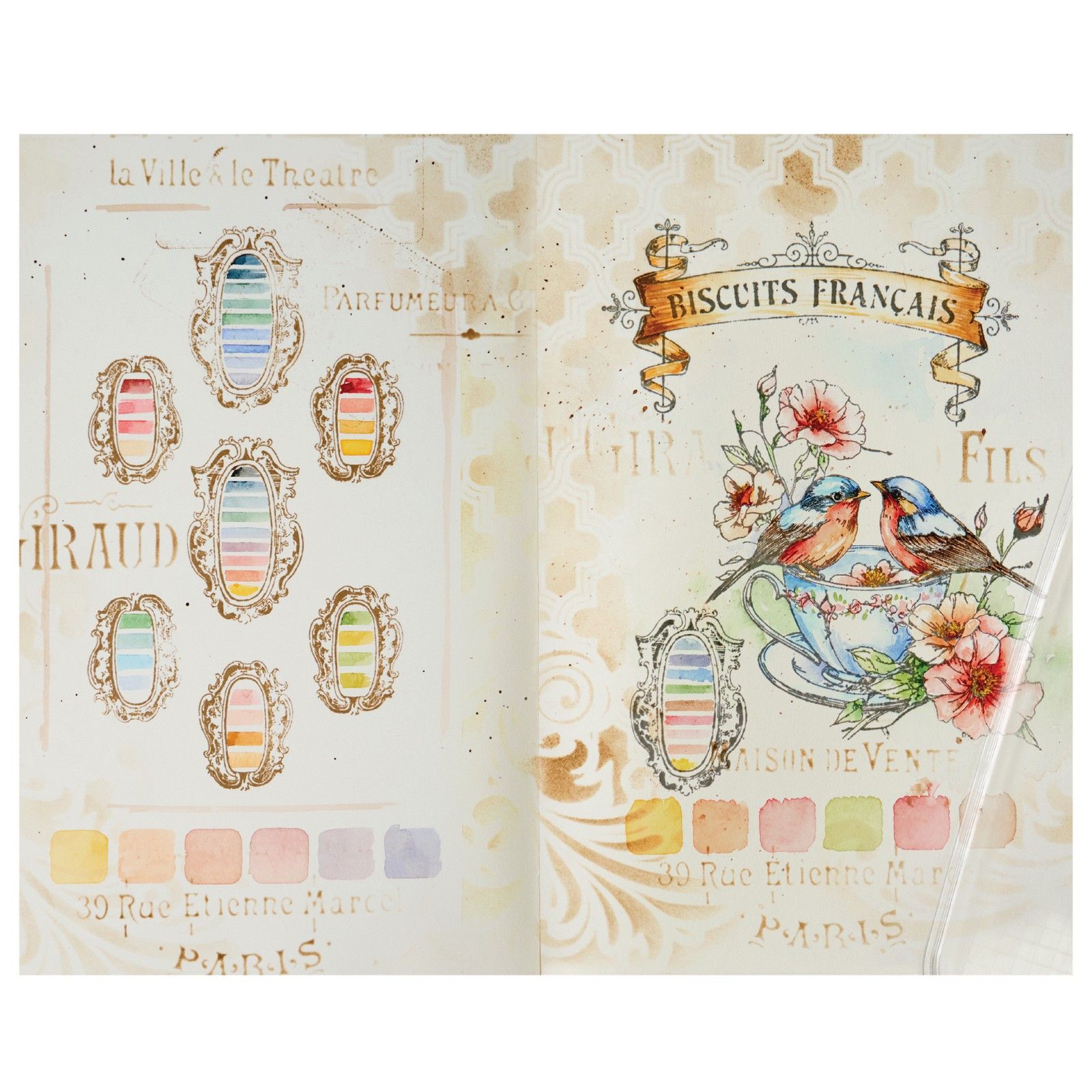 Sizzix • Studio Clear Stamp Set & Stencils Birds and Biscuits by Willow Wolfe 7pcs