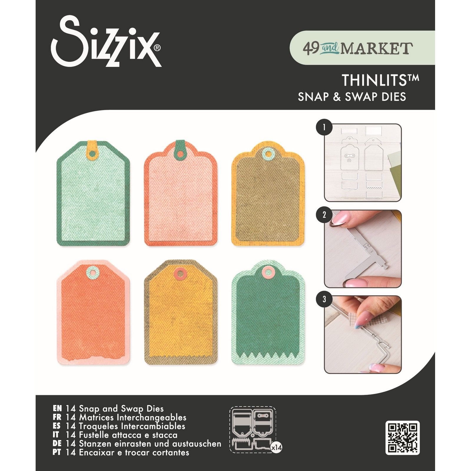 Sizzix • Thinlits Die Set Snap and Swap Mini Tags by 49 and Market 14pcs