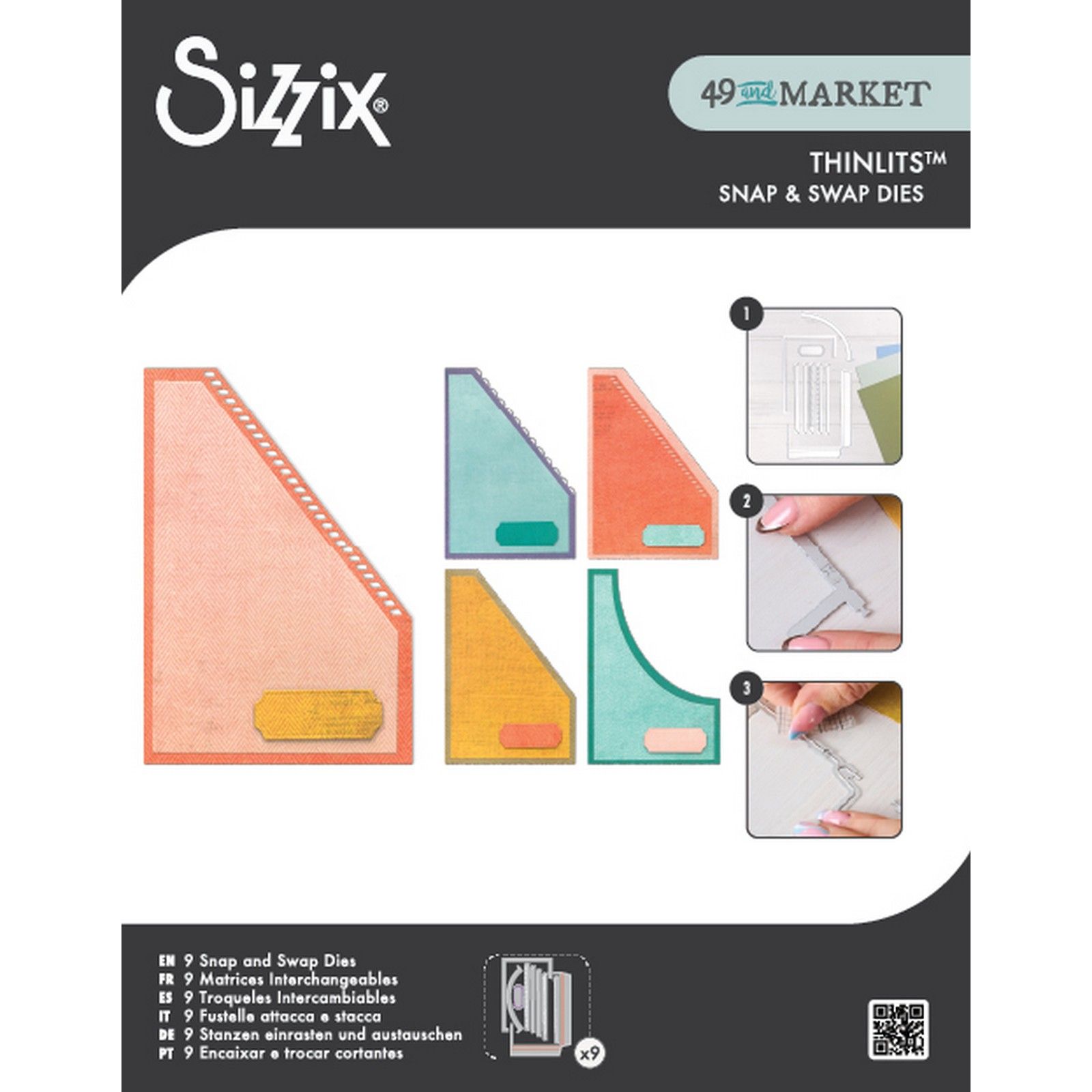 Sizzix • Thinlits Die Set Snap and Swap Slanted Pocket by 49 and Market 9pcs