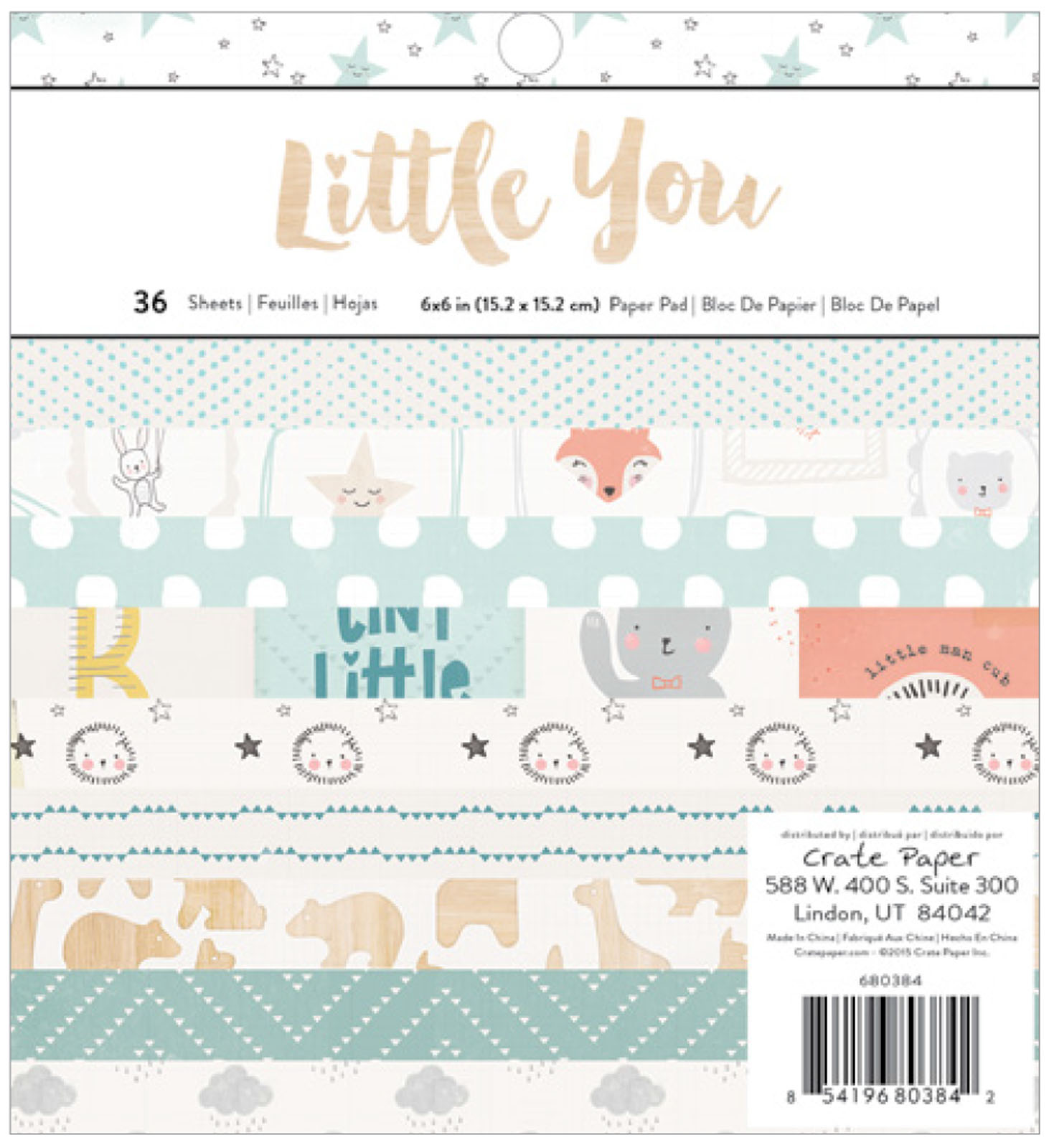 American Crafts • Crate paper paper pad 6x6" Little you boy 36 sheets