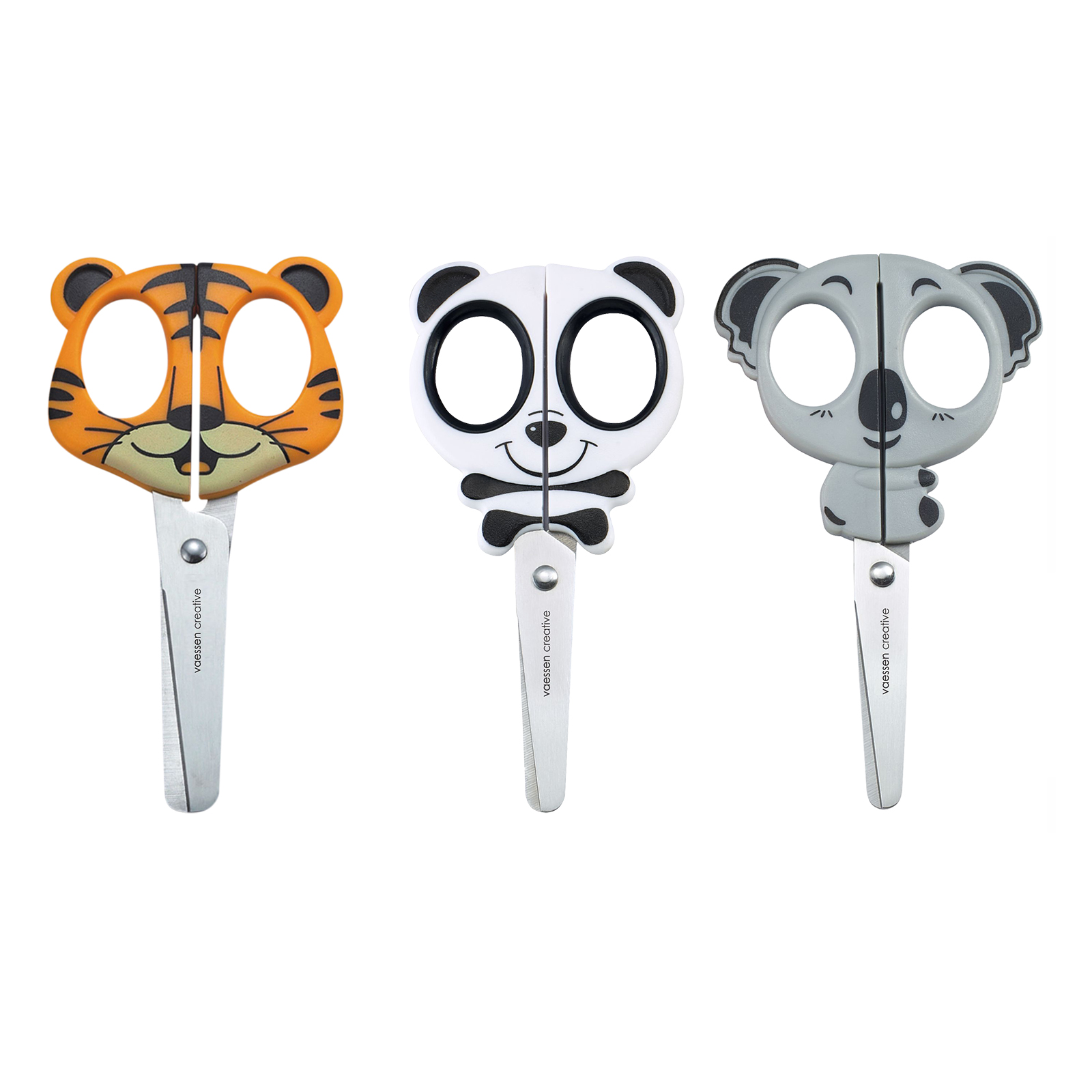 Vaessen Creative • Kinderscheren Set Tiger Koala Panda 3St.