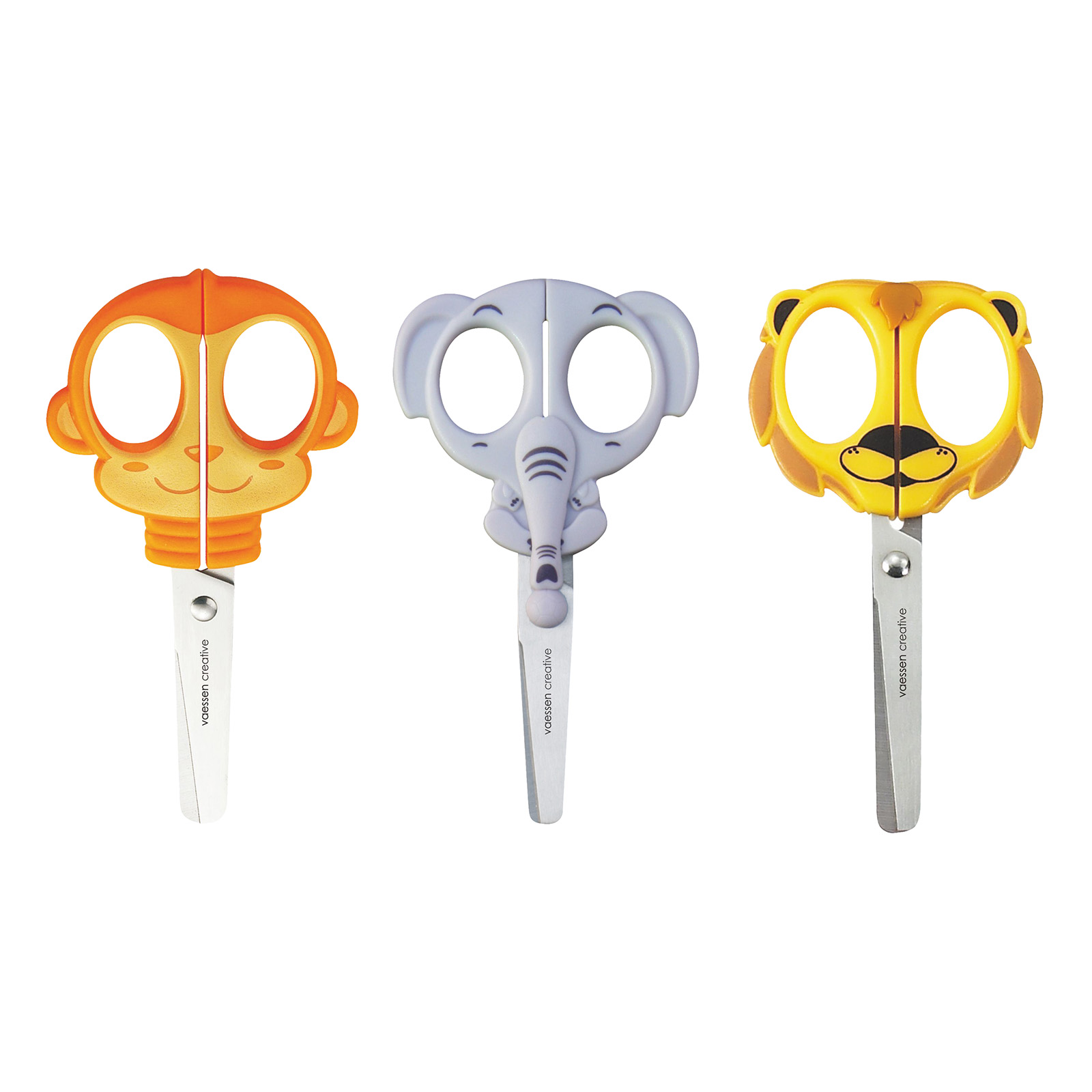 Vaessen Creative • Kinderscheren Set Affe Elefant Löwe 3St.