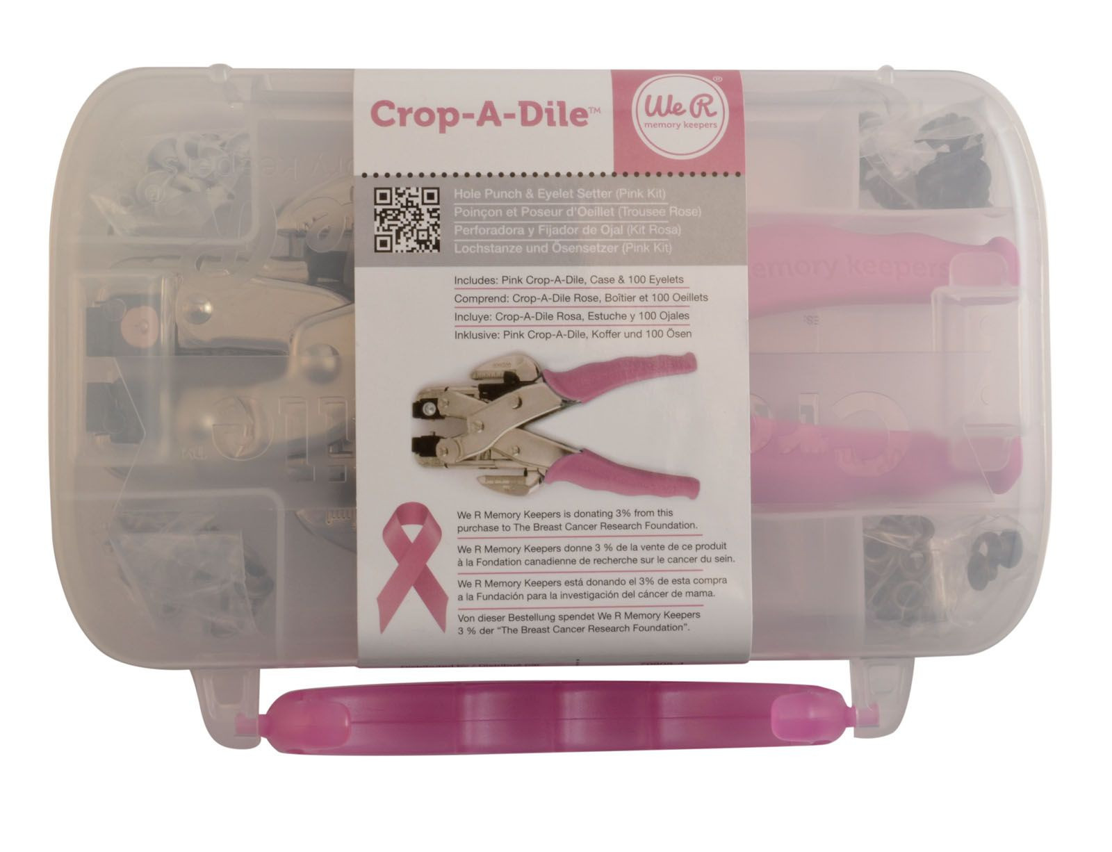 We R Makers - Crop-A-Dile and Case - Pink - Includes Crop-A-Dile, Case and  100 Eyelets