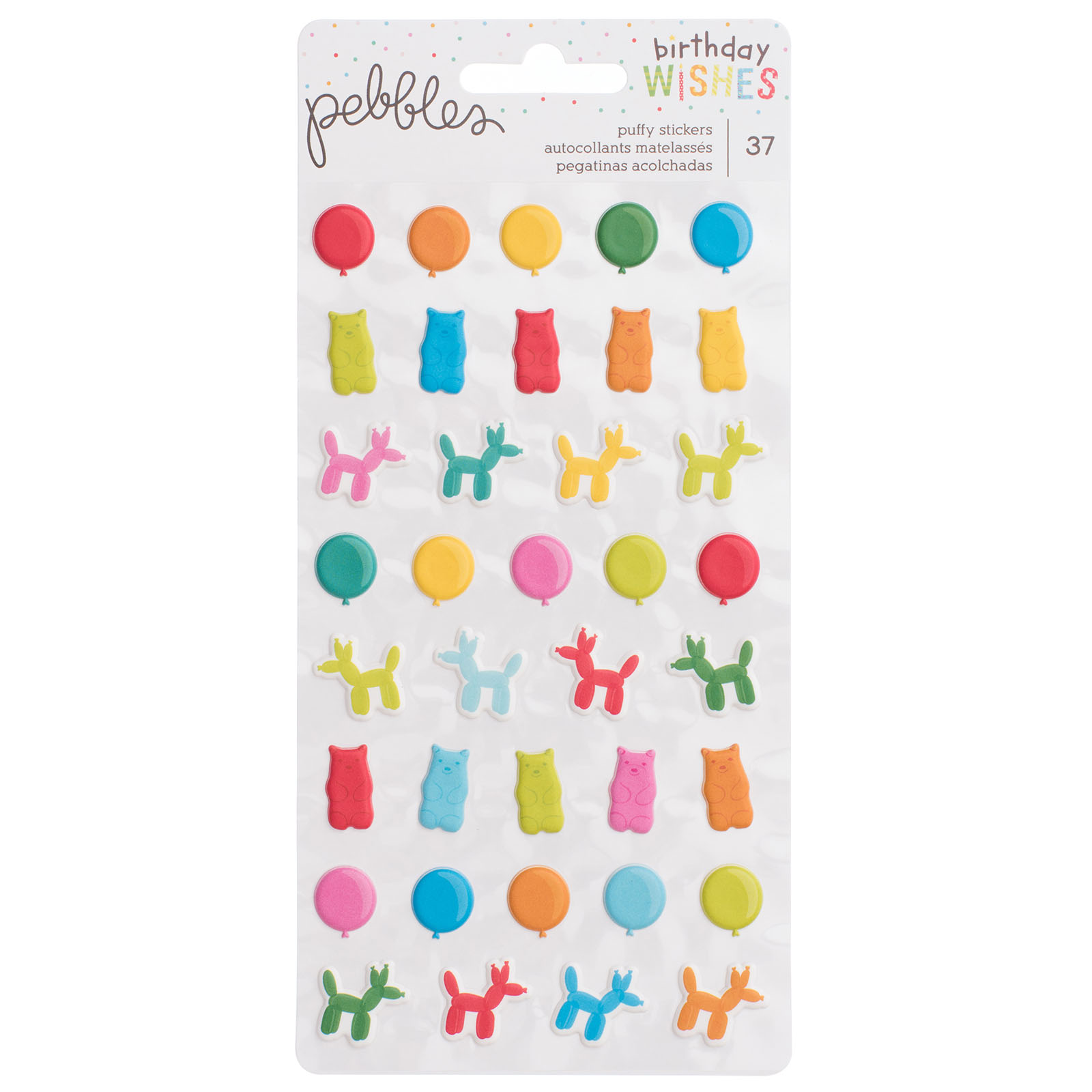 American Crafts • Pebbles stickers happy hooray 37pcs puffy icon