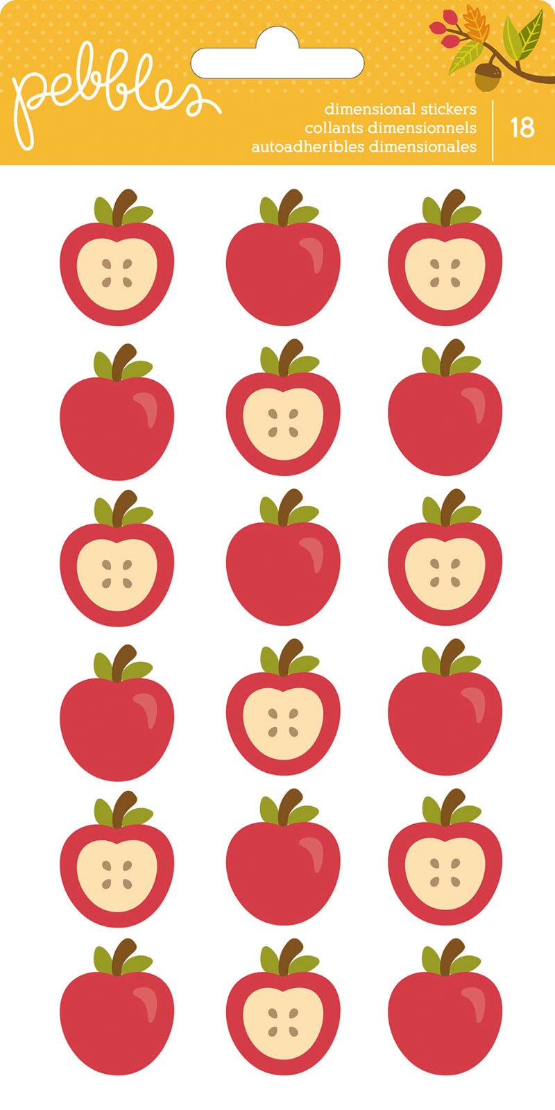 American Crafts • Pebbles stickers puffy apple