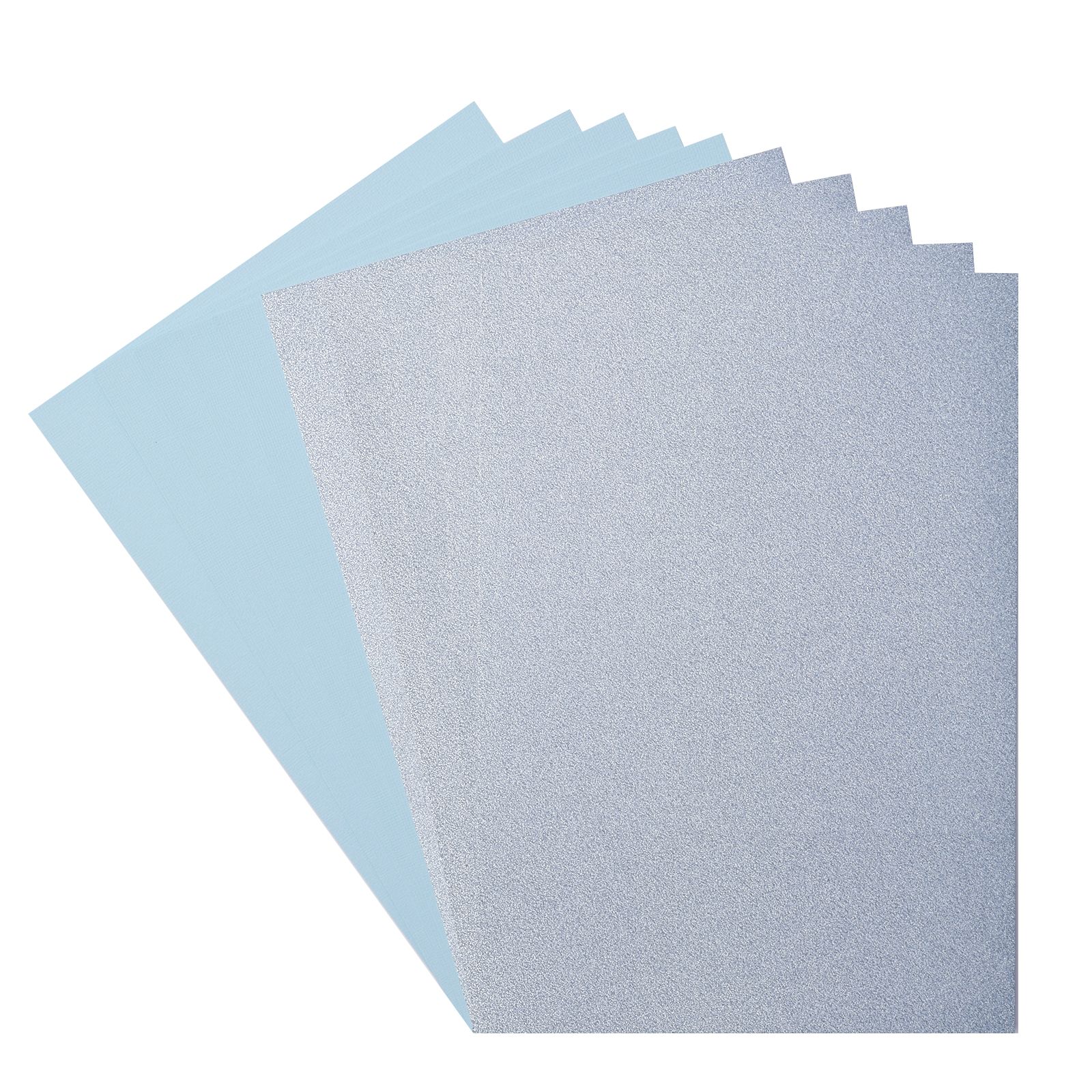 Florence • Glitter Papier en Cardstock Set 216g A4 10x Light Blue/Glacier