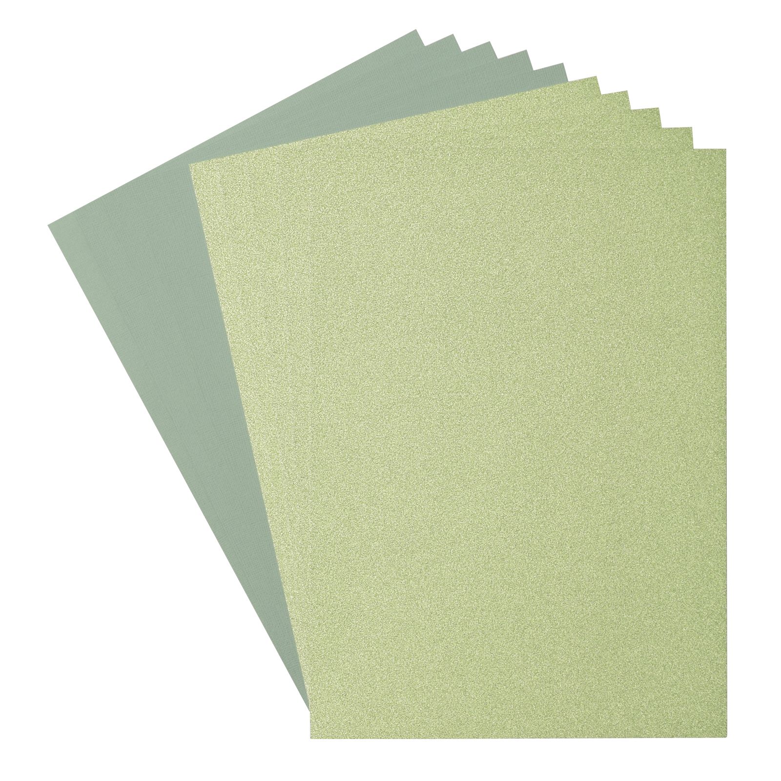 Florence • Glitter Papier en Cardstock Set 216g A4 10x Light Green/Iguana