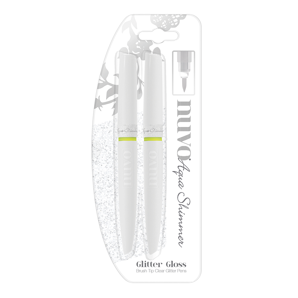 Nuvo • Aqua shimmer glitter brush punta transparente
