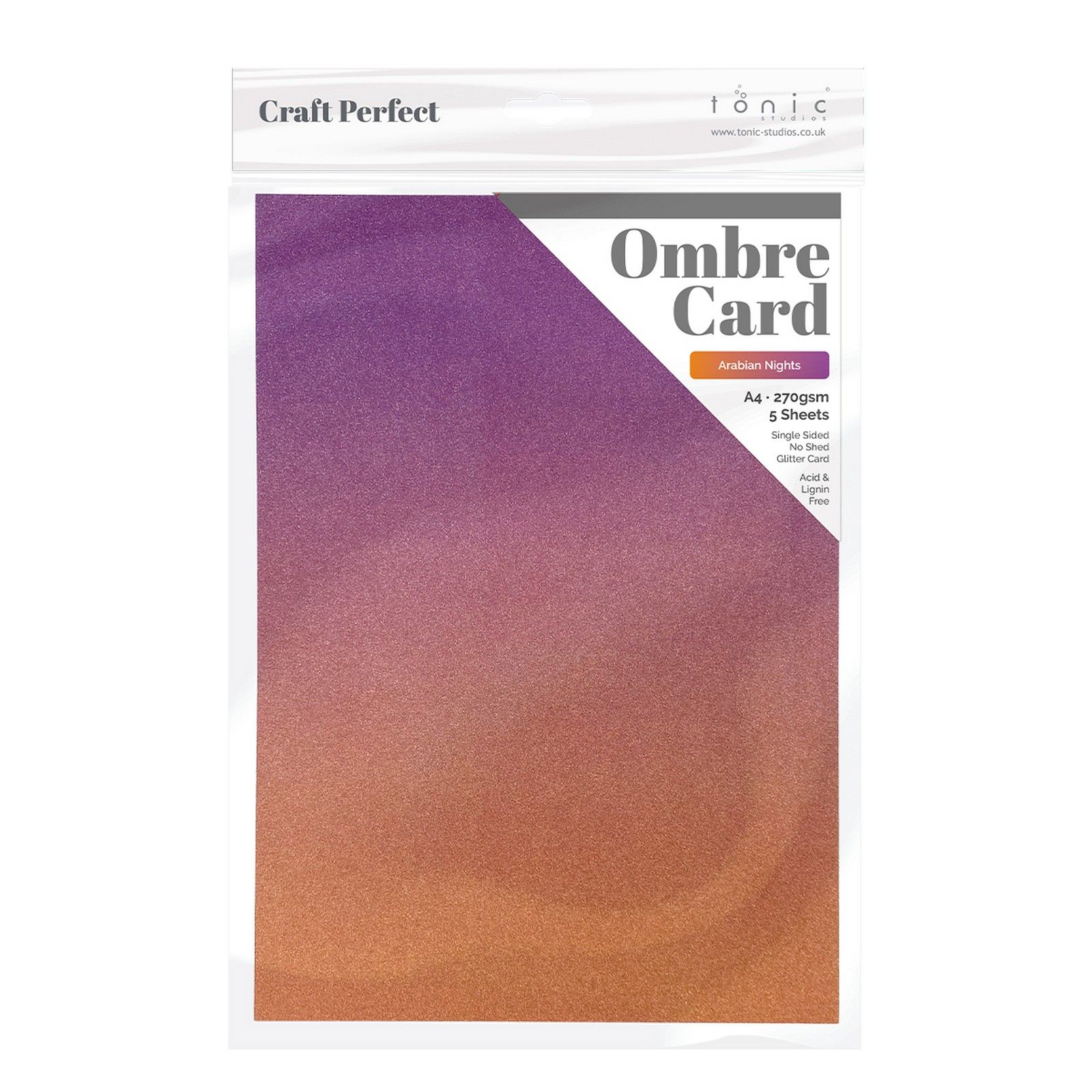 Craft Perfect • Glitter Card A4 250g Ombre Arabian Nights 5pcs