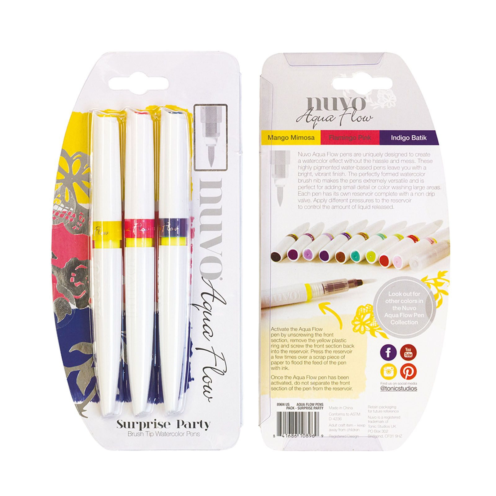 Nuvo • Aqua flow pen 3pcs Surprise party