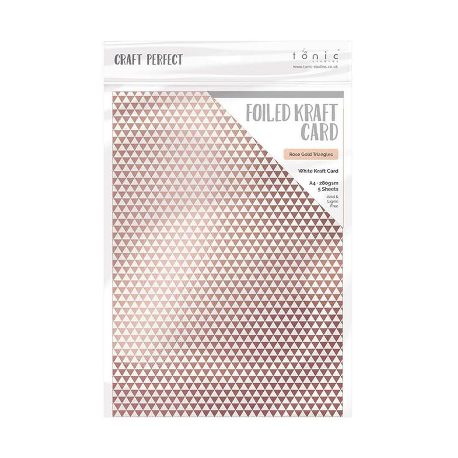 Craft Perfect • Foiled kraft card A4 x5 280g Triangles