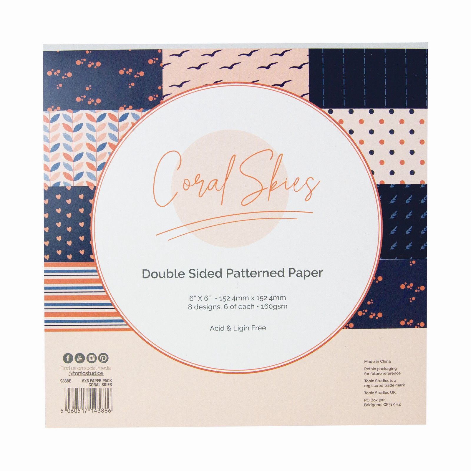 Craft Perfect • Coral Skies Card Pack 15,24x15,24cm
