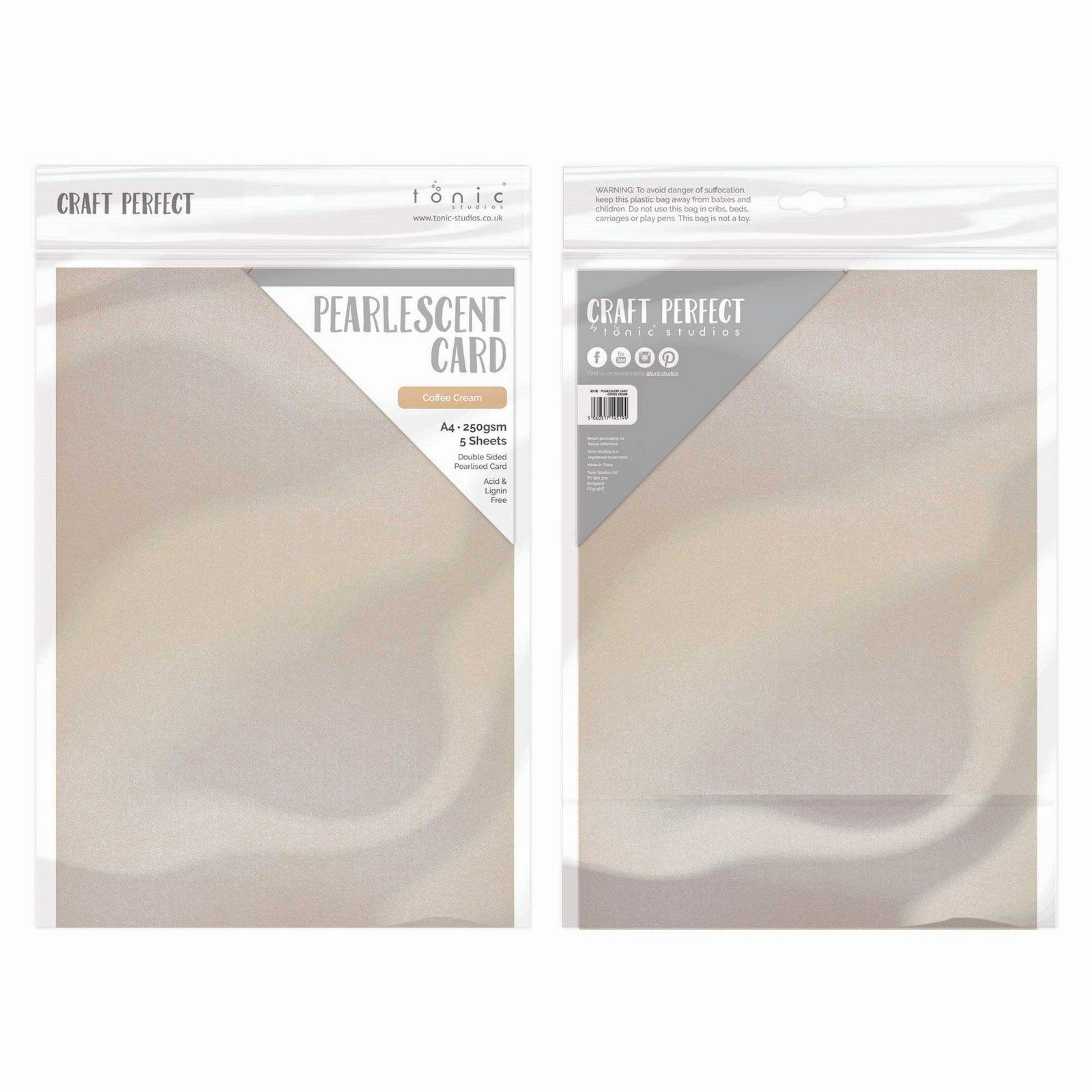 Craft Perfect •  Pearlescent Card A4 250g Coffee Cream 5pcs
