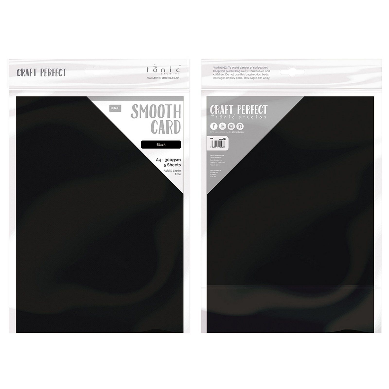 Craft Perfect • Smooth Card A4 300g Black 5pcs