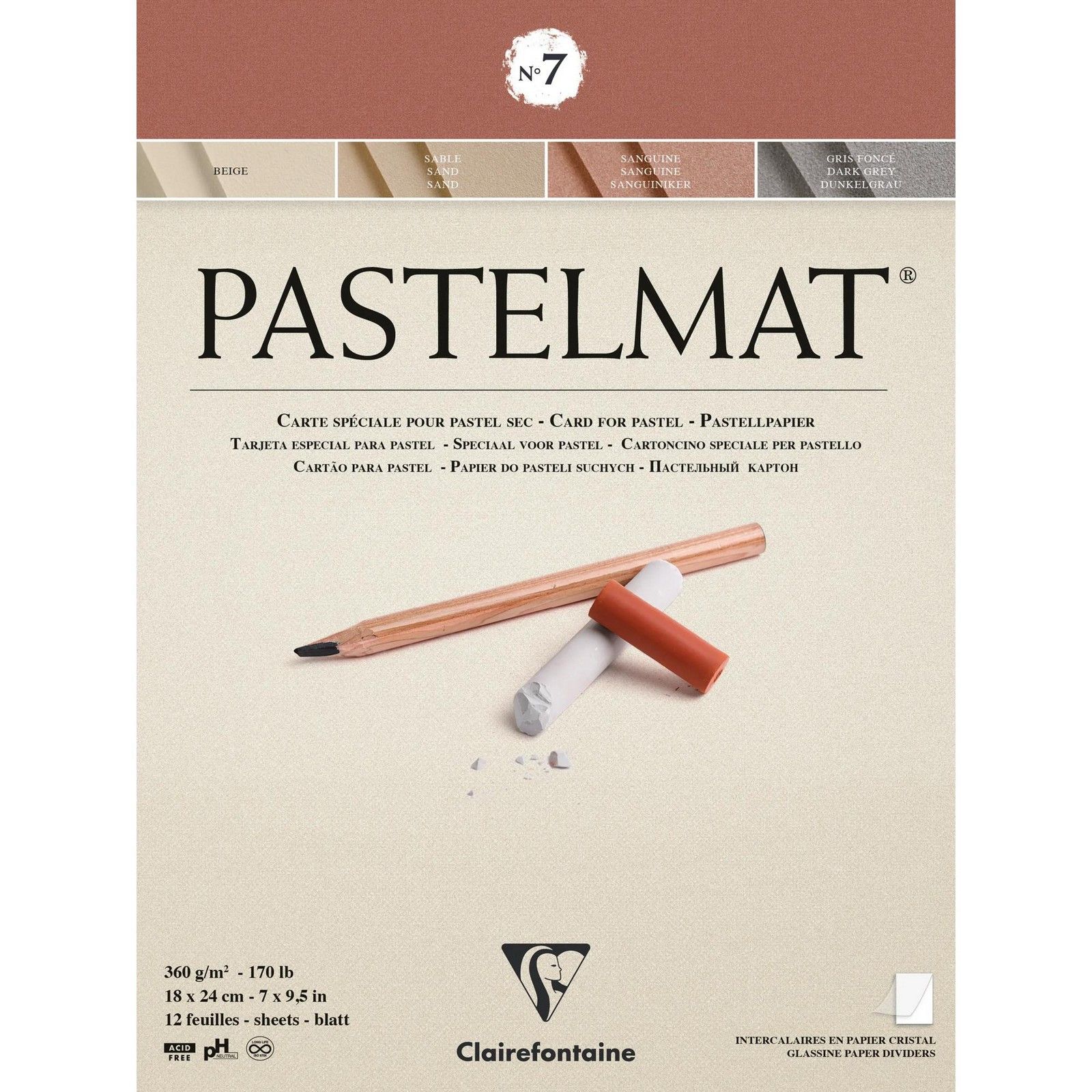 Clairefontaine • PastelMat Papier Nr7 360g 18x24cm 12x