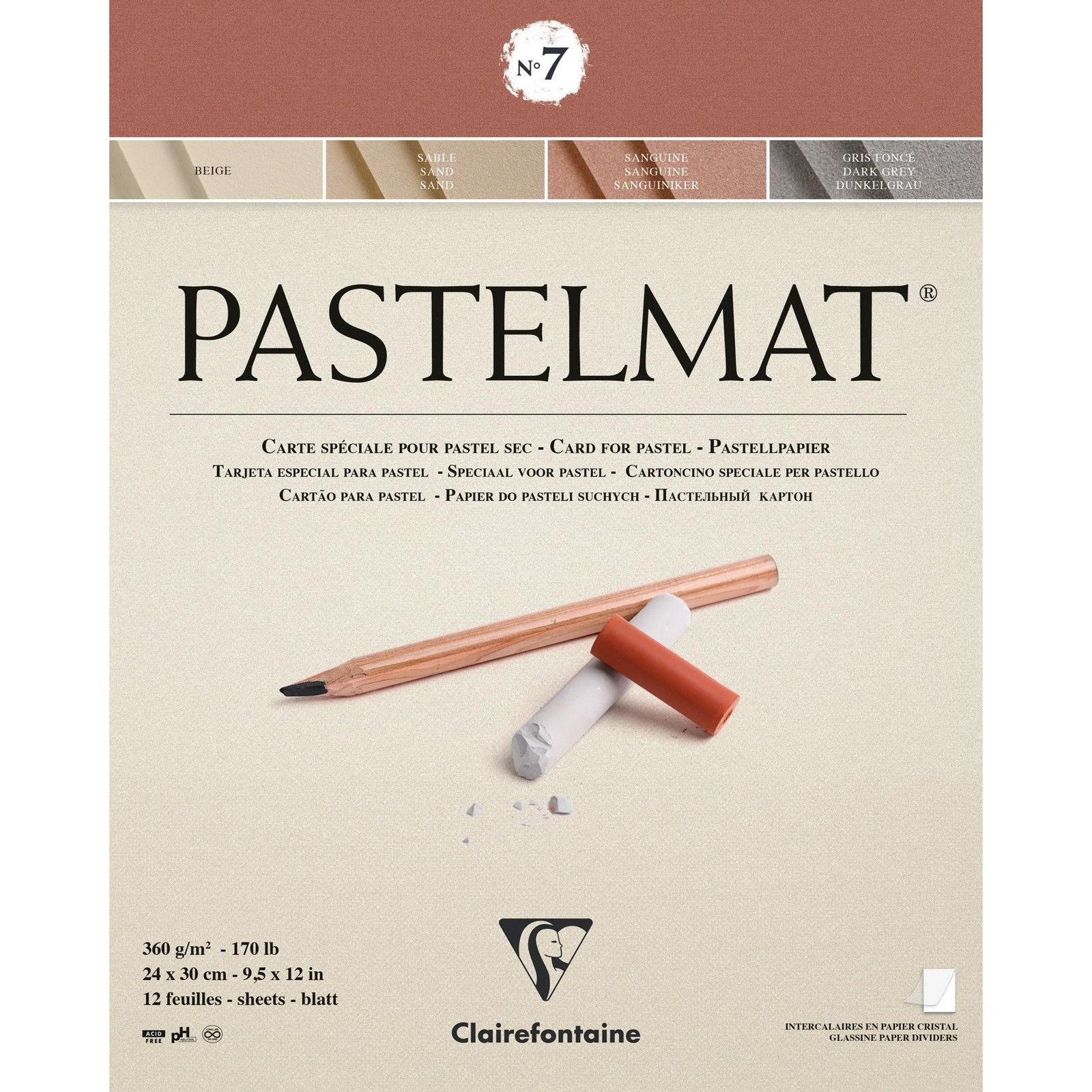 Clairefontaine • PastelMat Papier Nr7 360g 24x30cm 12x