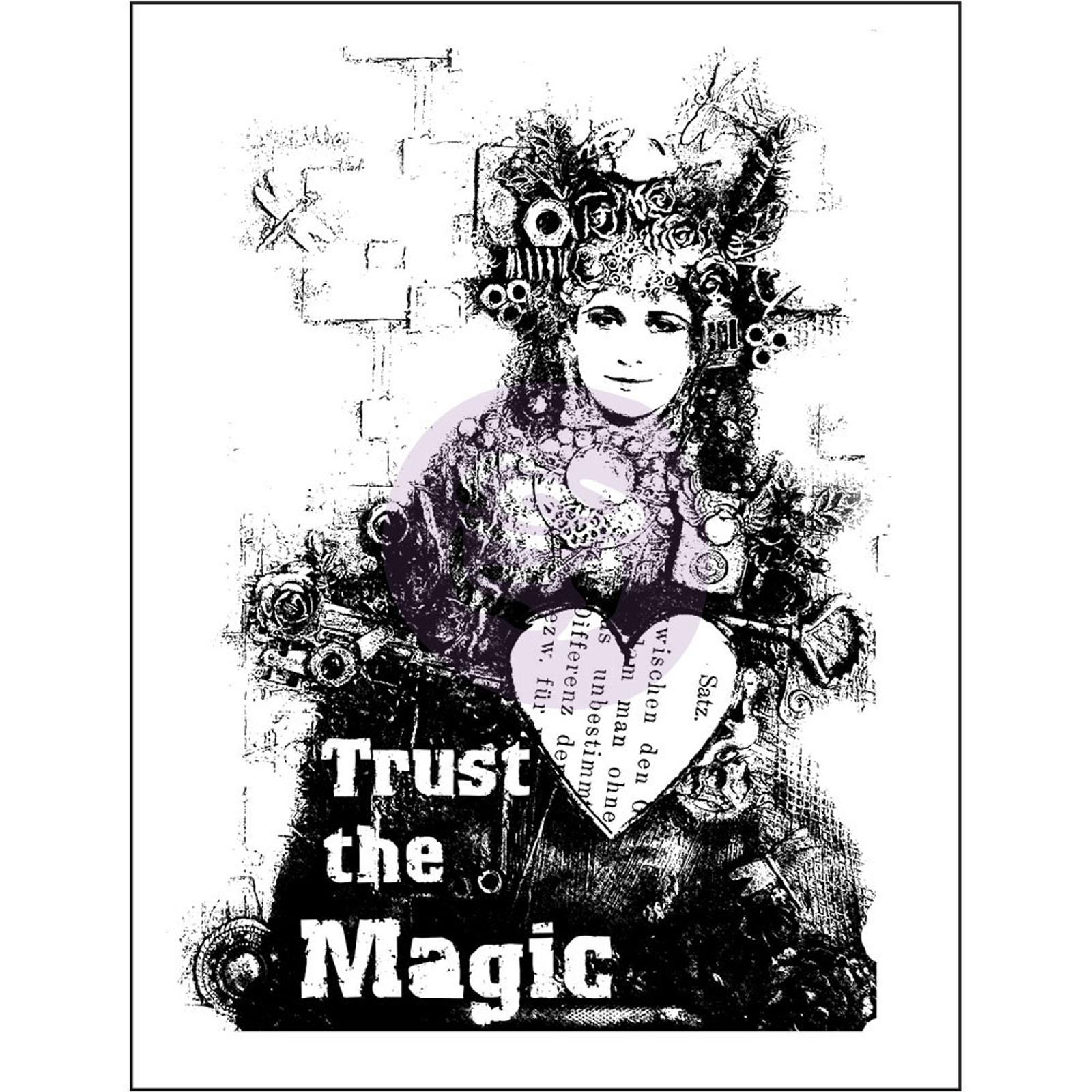 Prima Marketing • Wood Mounted Stamp Trust The Magic