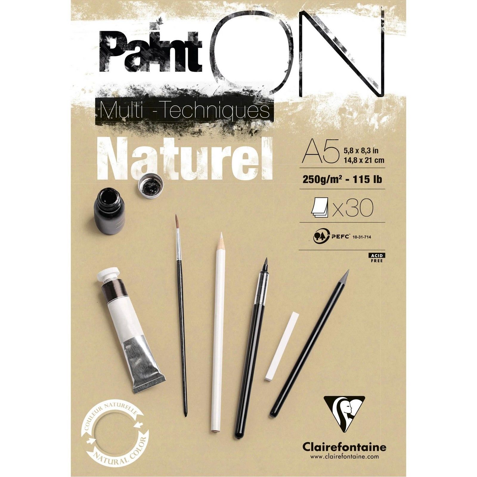 Clairefontaine • PaintON Mix Media paper Natural 30 sheets 250gr A5