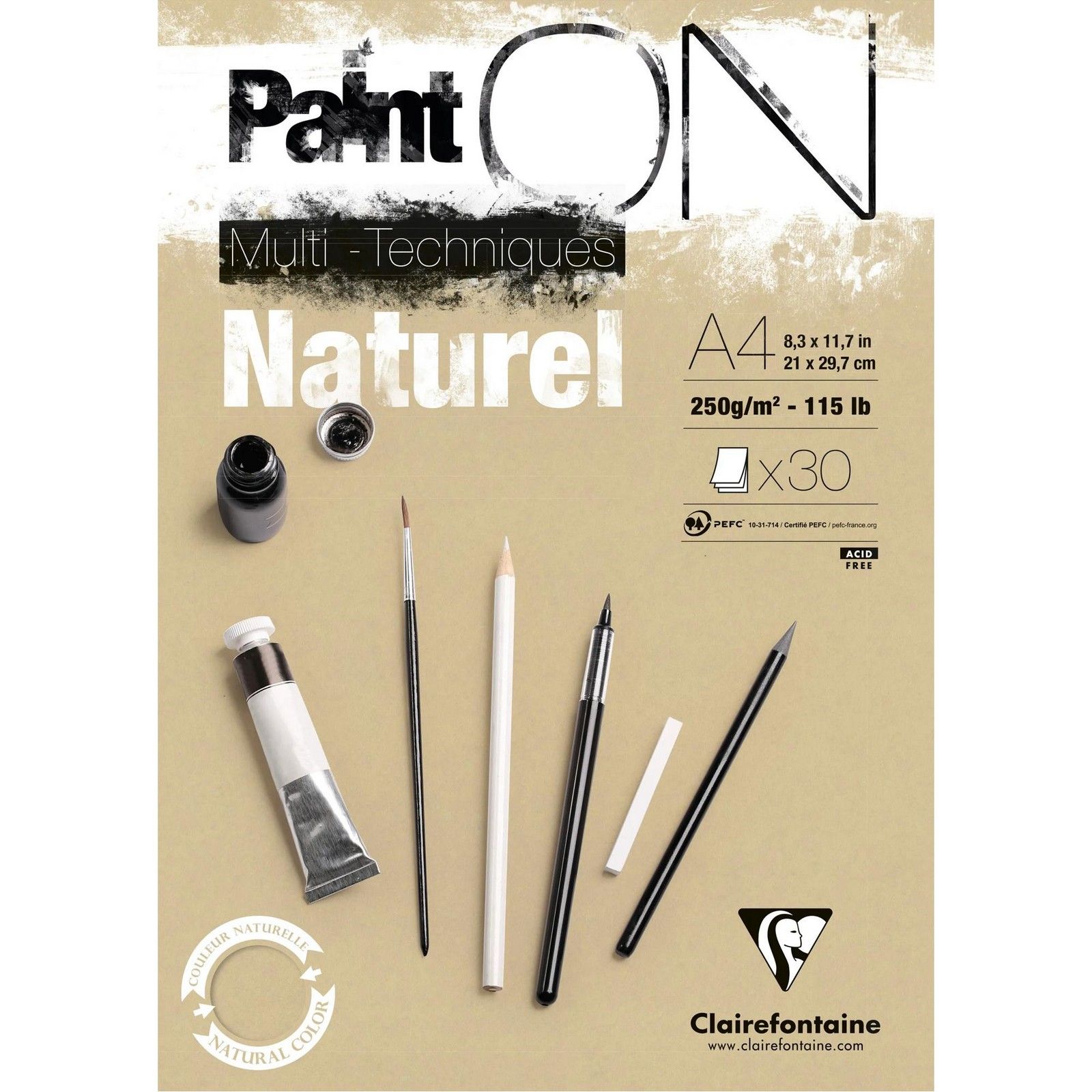Clairefontaine • PaintON Mix Media paper Natural 30 sheets 250gr A4