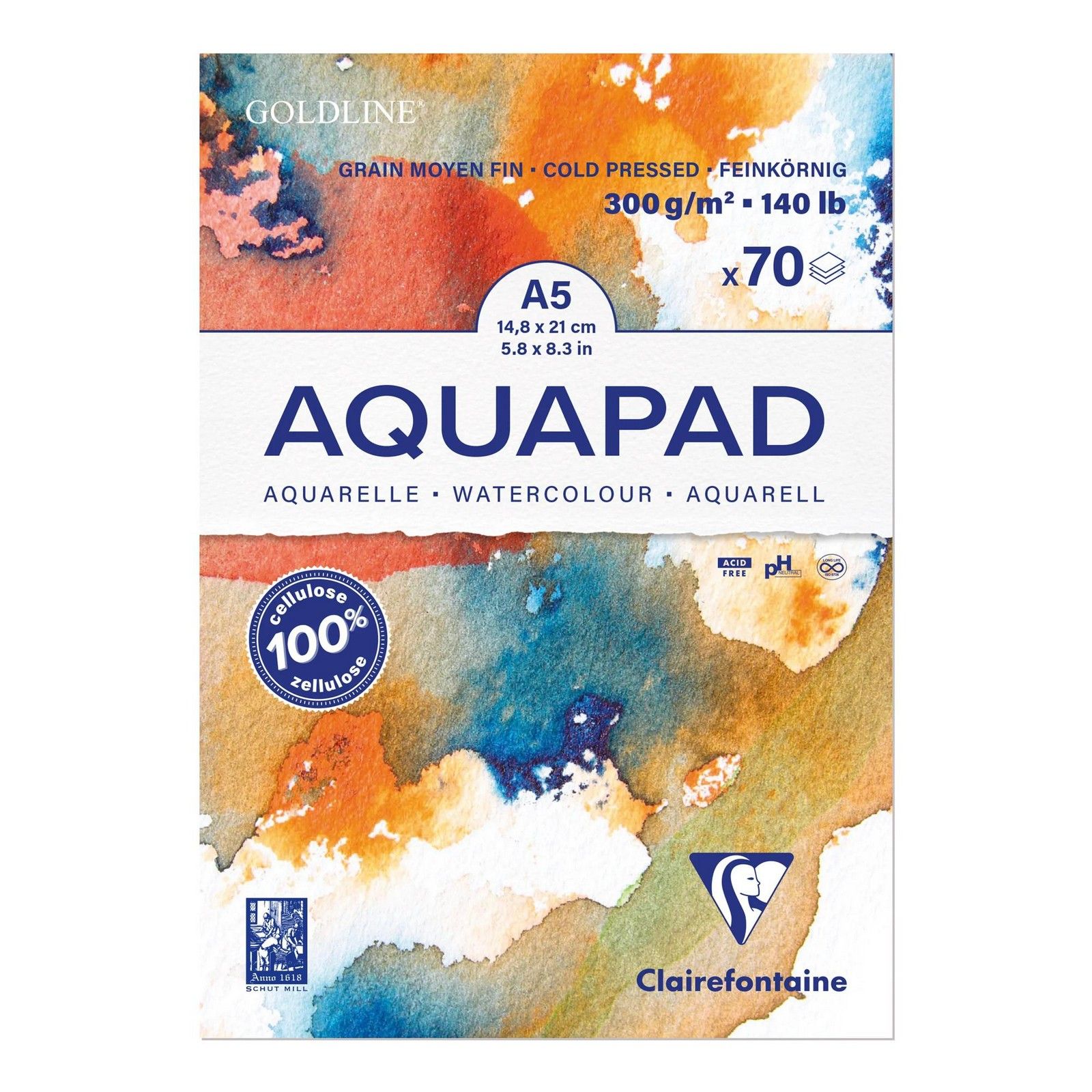 Clairefontaine • Aquapad Papel Acuarela A5 70 hojas 300gr