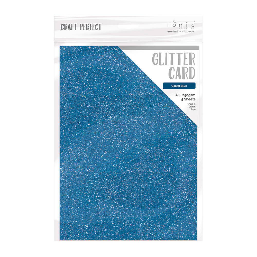 Tonic Studios • Card A4 5pcs glitter Cobalt blue