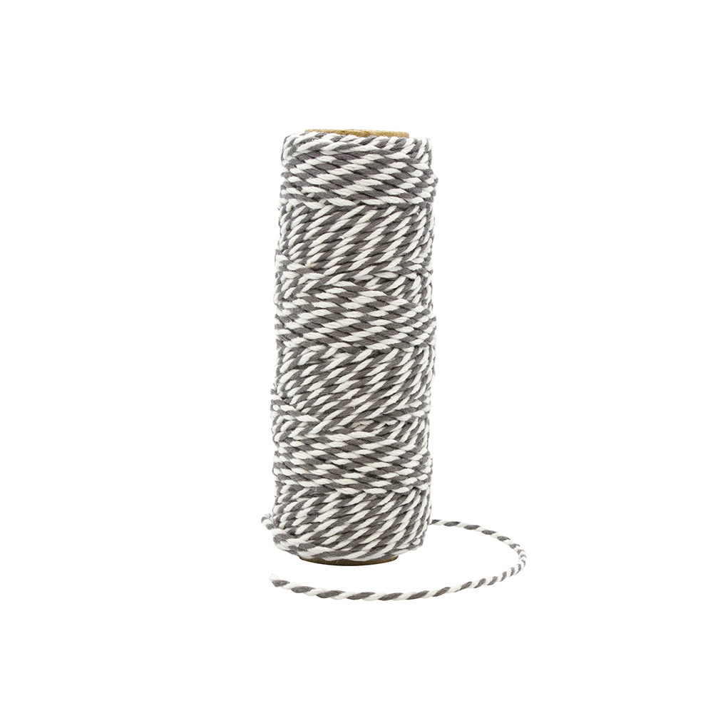 Tonic Studios • Striped Bakers Twine 2mm 25m Pewter grey