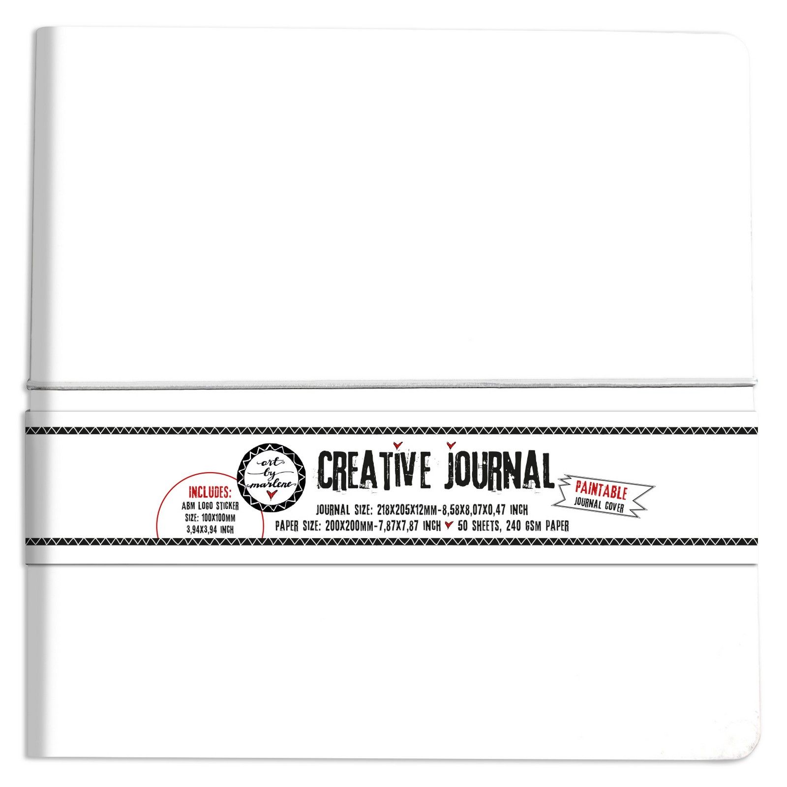 Studio Light • Paintable journal cover Creative Journal All White, With Seperate Sticker