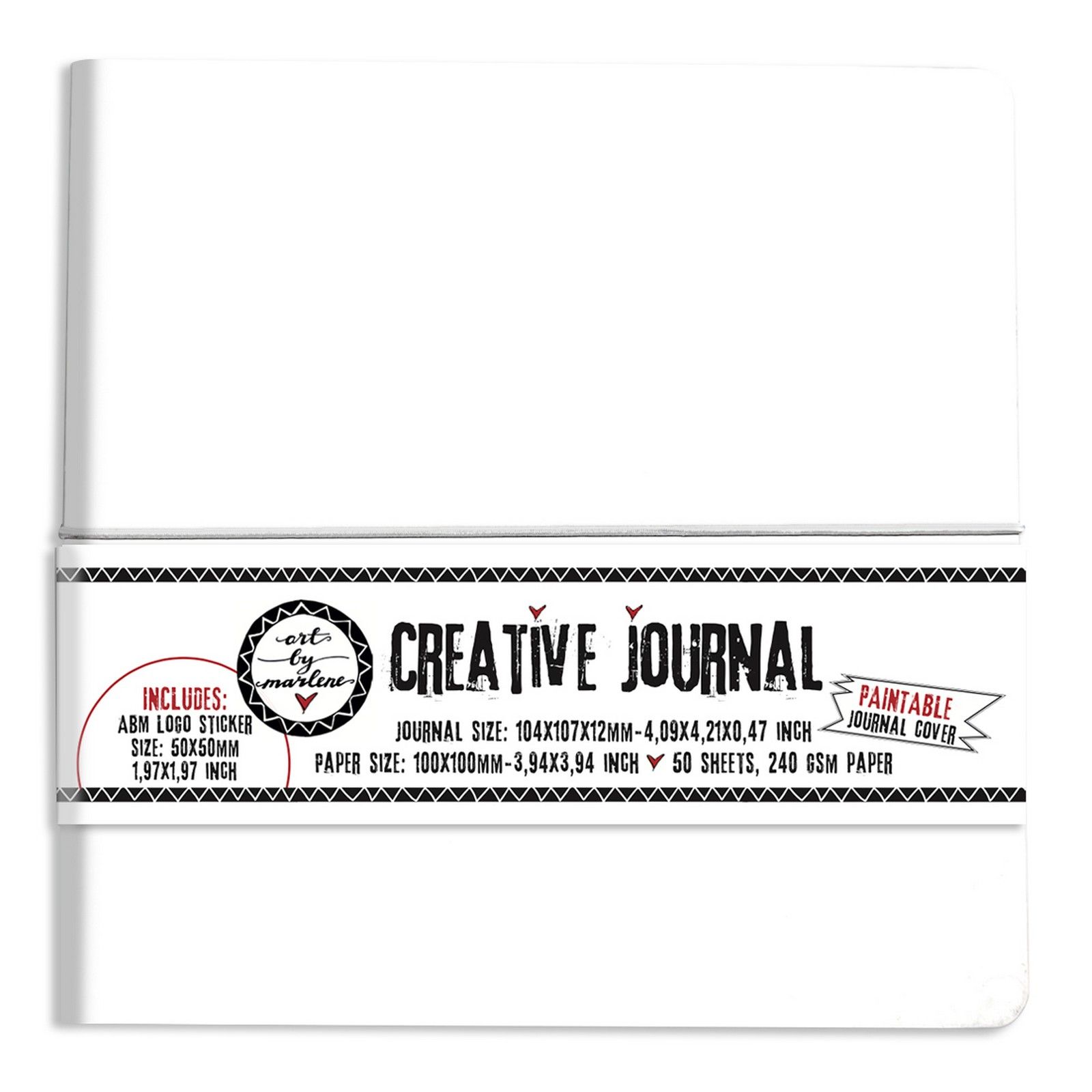 Studio Light • Paintable journal cover Creative Journal All white, with seperate sticker