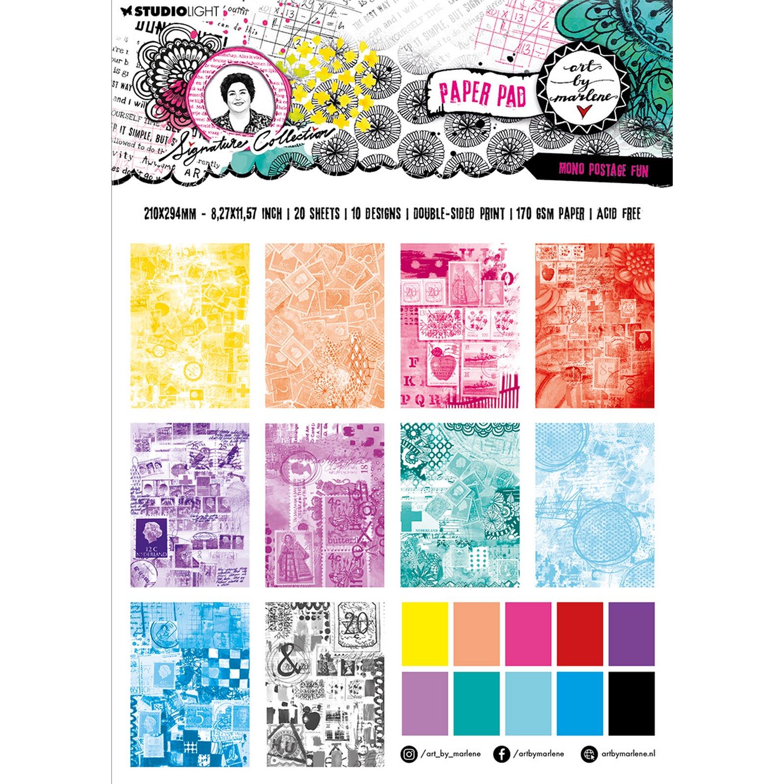 Studio Light • Signature Collection Designer Paper Pad Mono Postage Fun