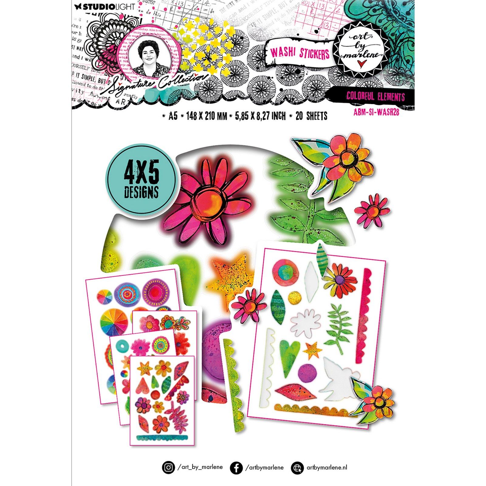 Studio Light • Art by Marlene Washi Sticker Sheets Colorful Elements