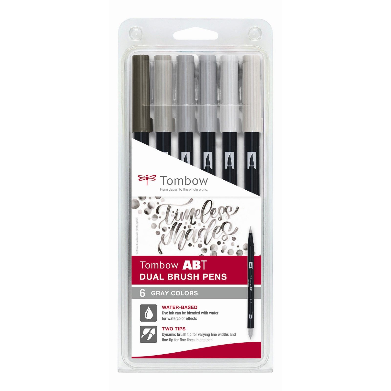 Tombow • Brush pen ABT Dual Brush Pen 6x Gray colors