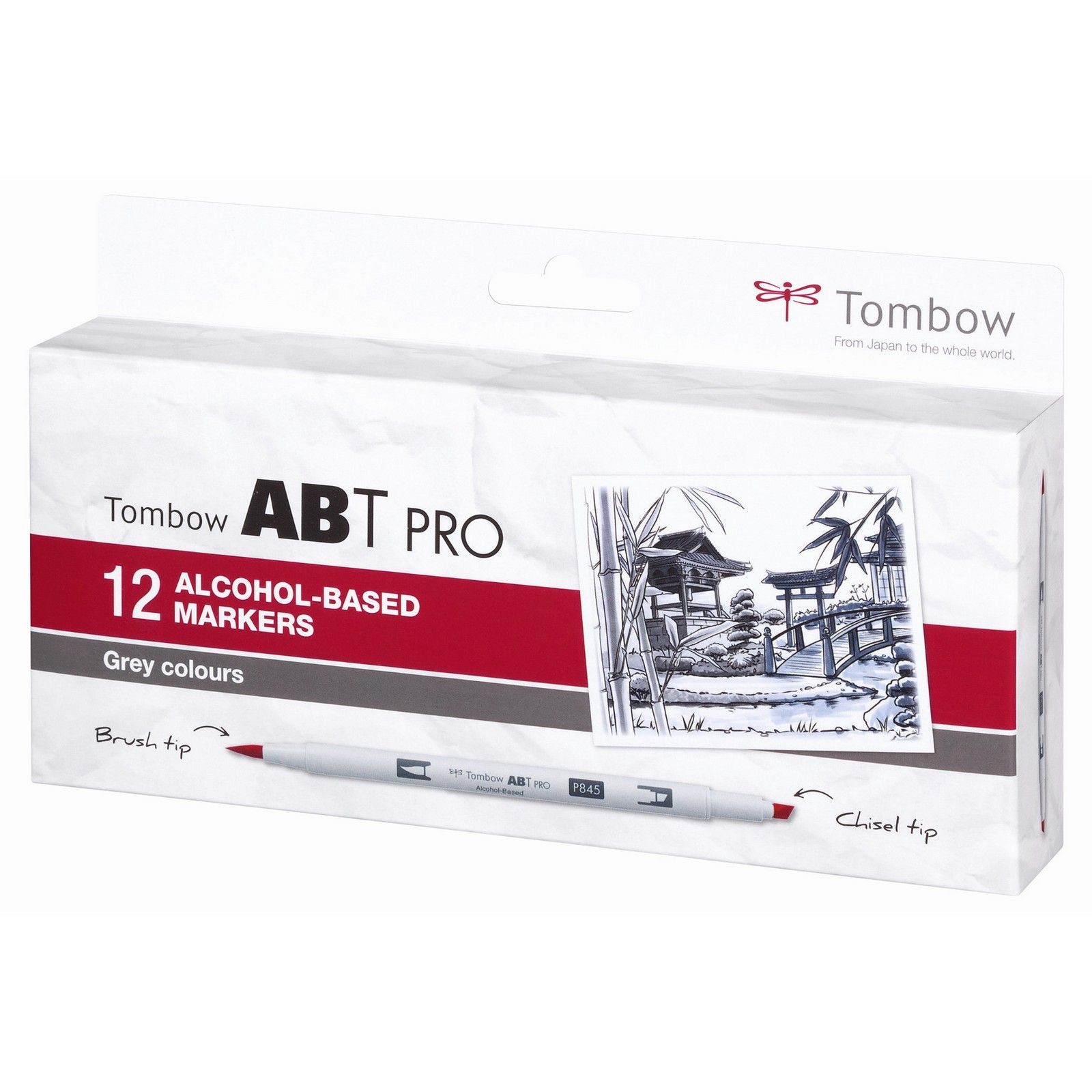 Tombow • ABT PRO marker set op alcohol basis Grijze kleuren 12pcs