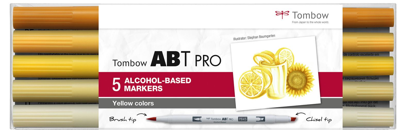 Tombow • ABT PRO marker set op alcohol basis Gele kleuren 5pcs