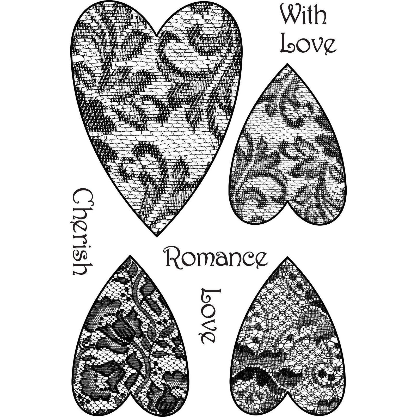 Woodware • Clear Singles Stamp Lace Hearts