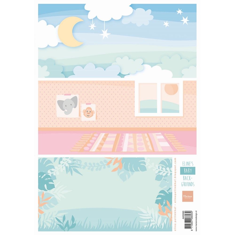 Marianne Design • Eline's Hoja de Corte Baby Backgrounds A4